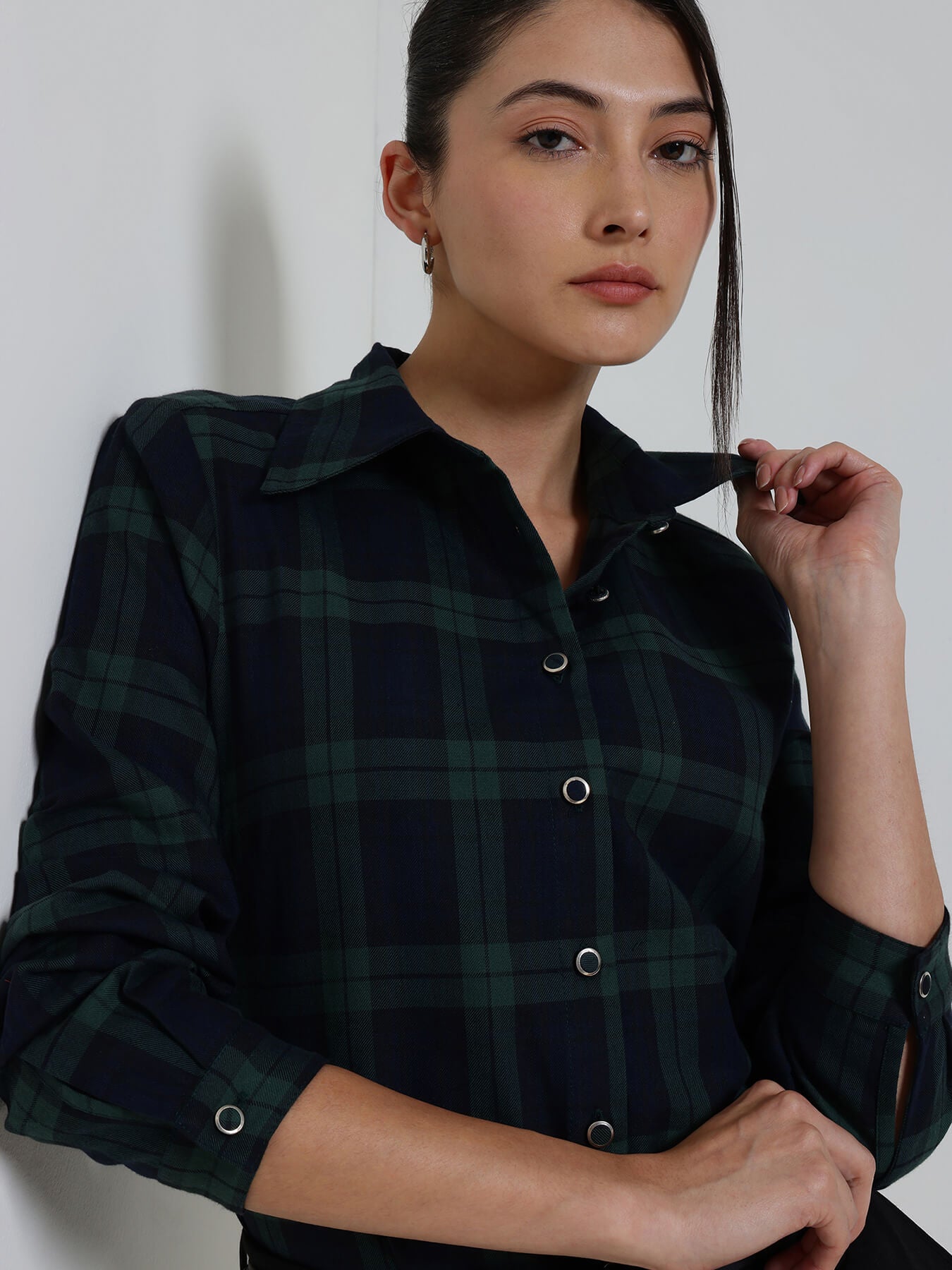 Cotton Checkered Shirt - Blue