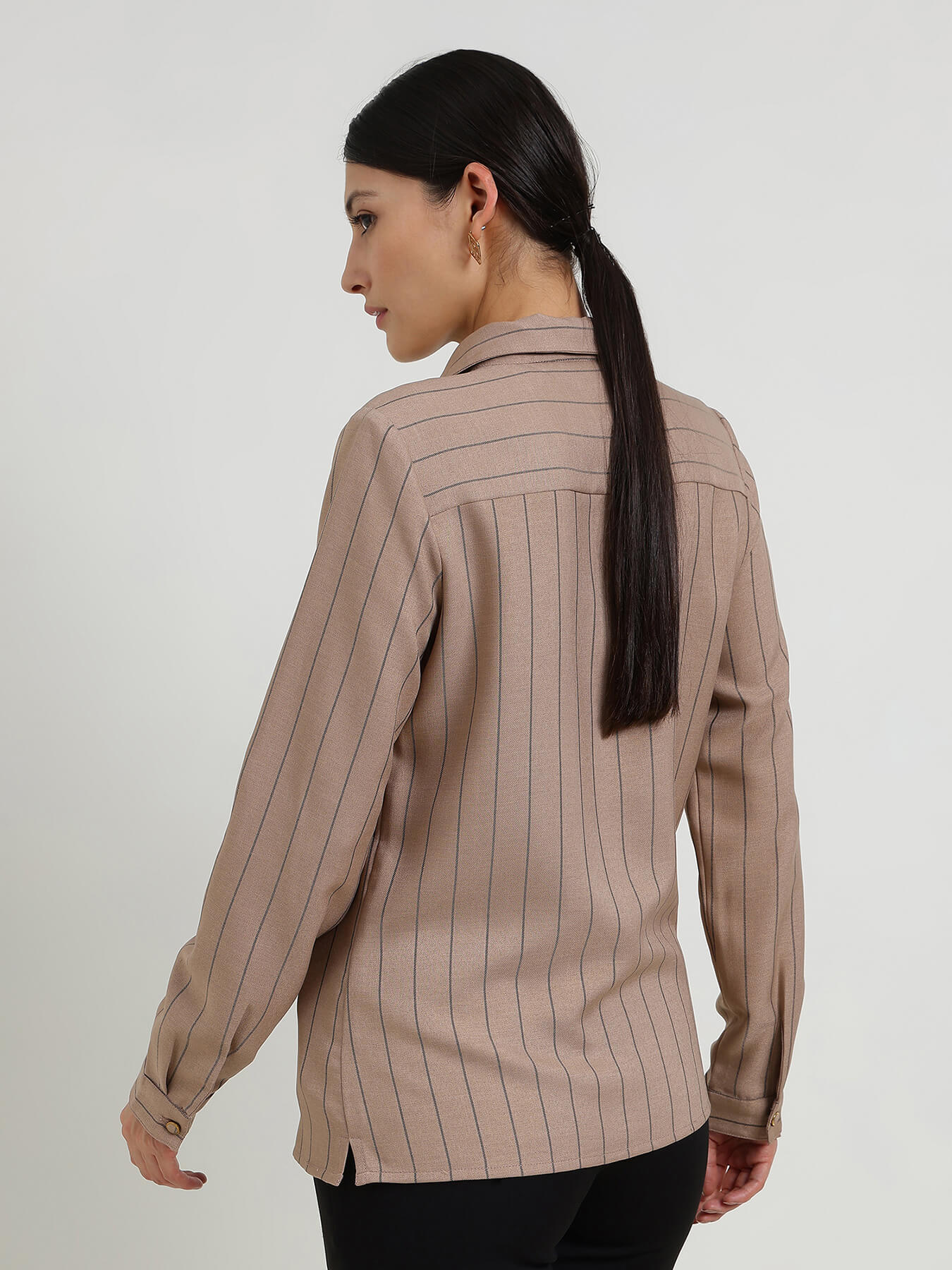 Cotton Striped Shirt - Beige