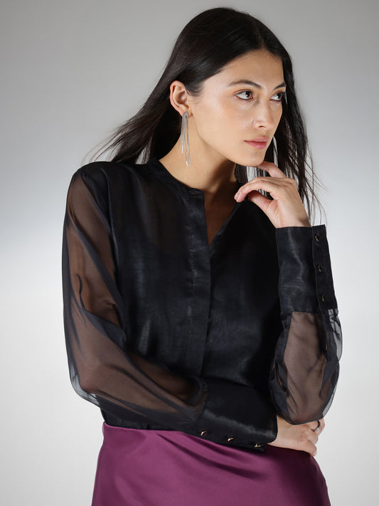 Organza Sheer Shirt - Black