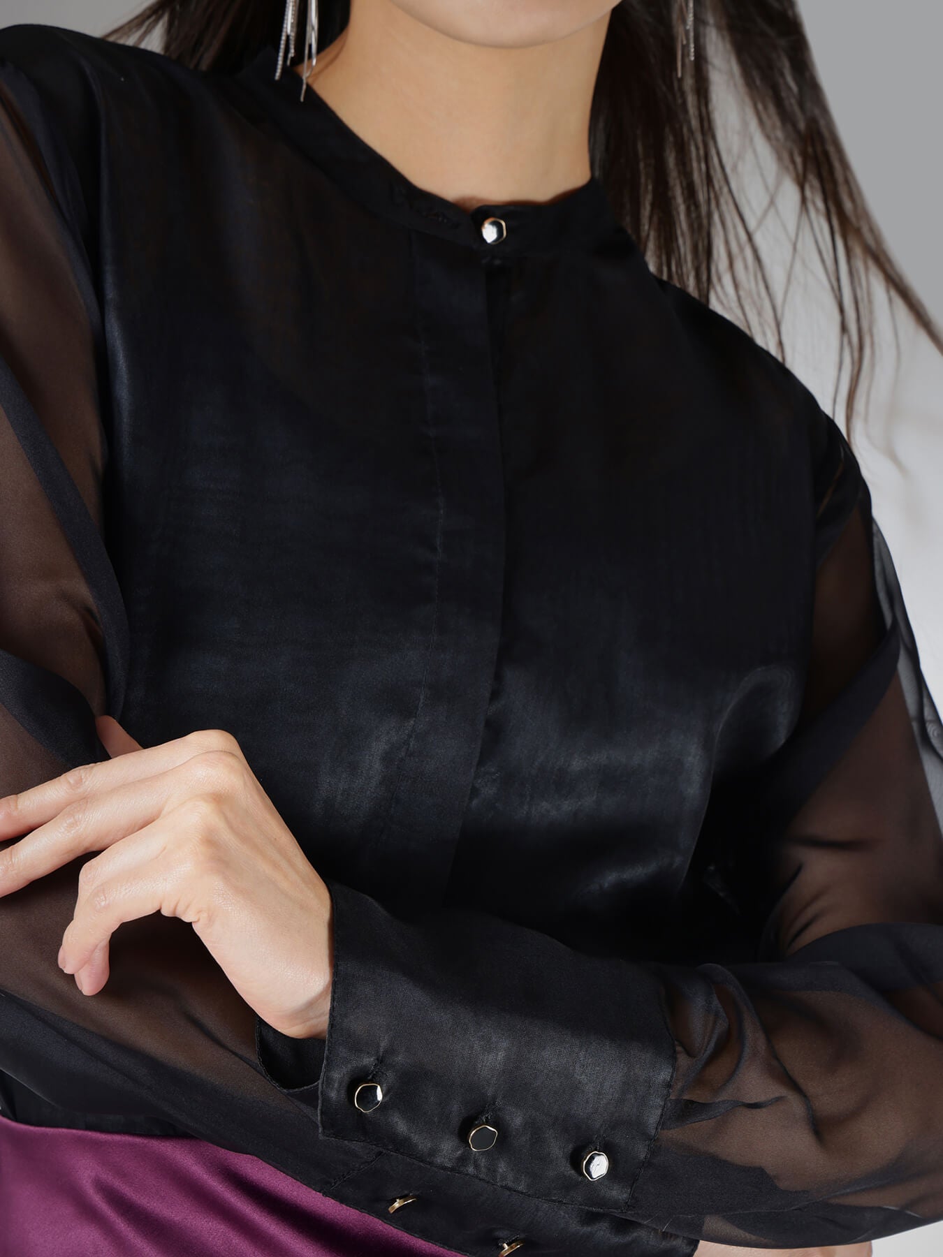 Organza Sheer Shirt - Black