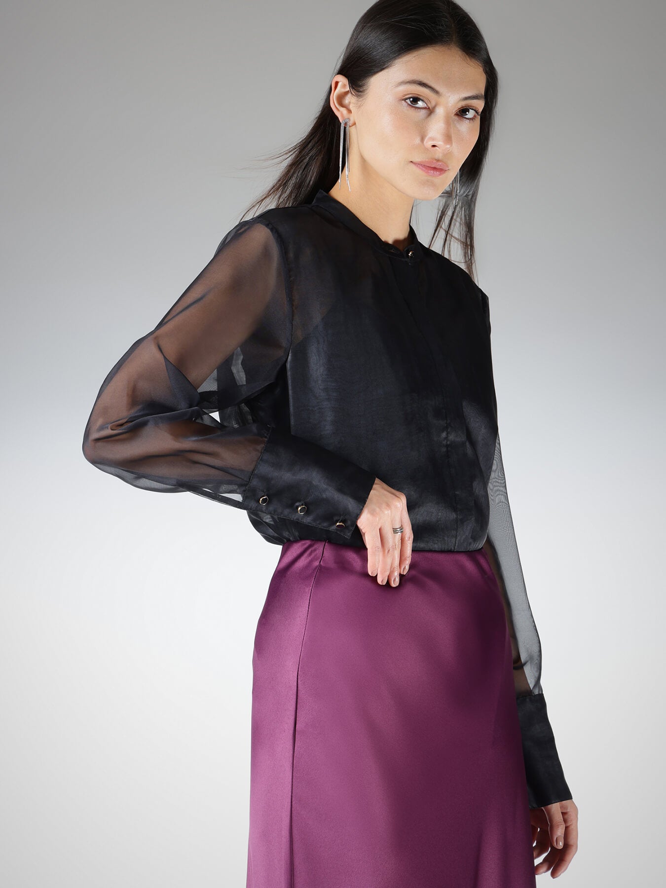 Organza Sheer Shirt - Black