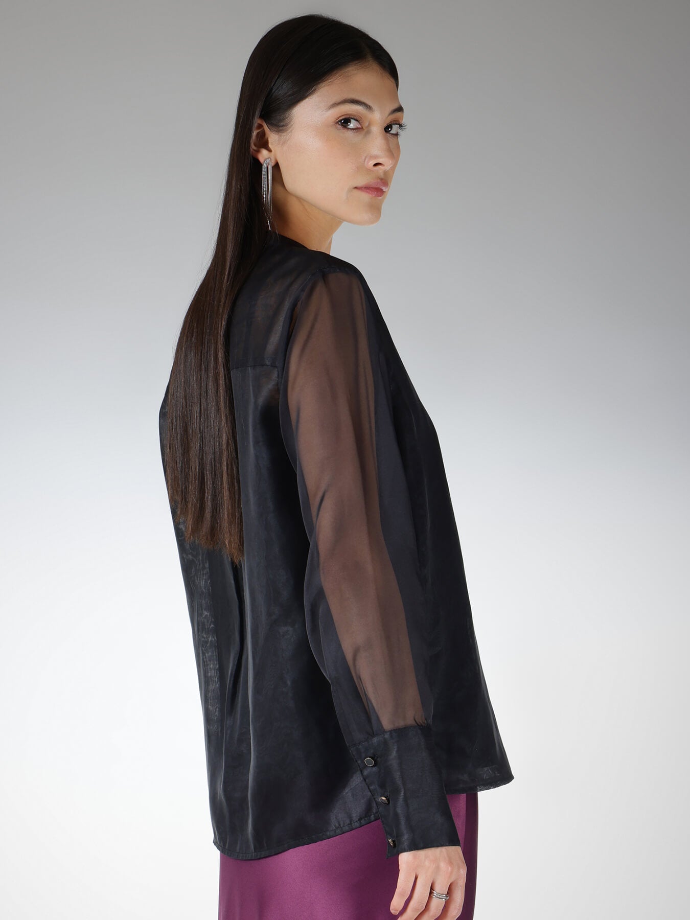 Organza Sheer Shirt - Black