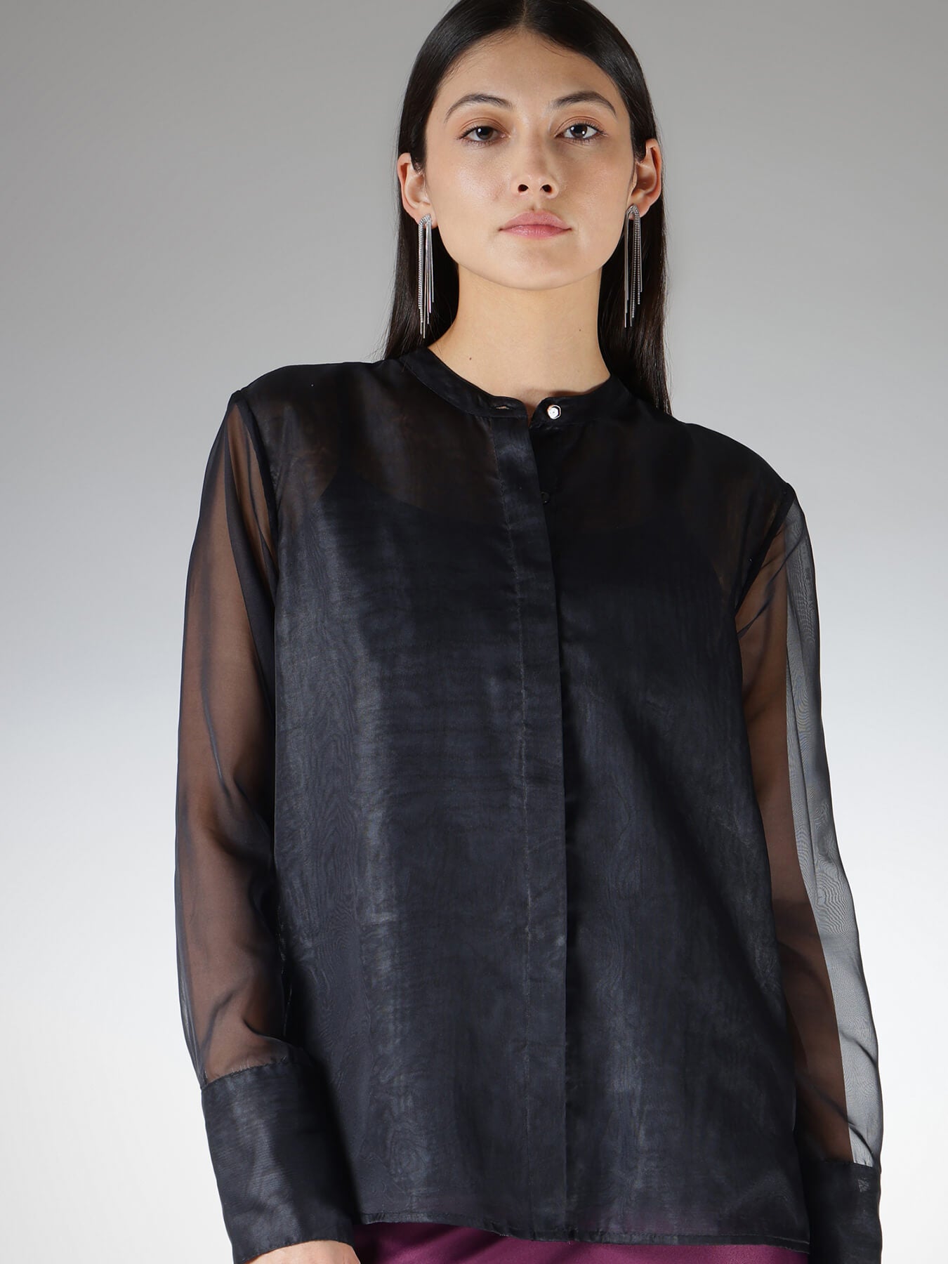 Organza Sheer Shirt - Black