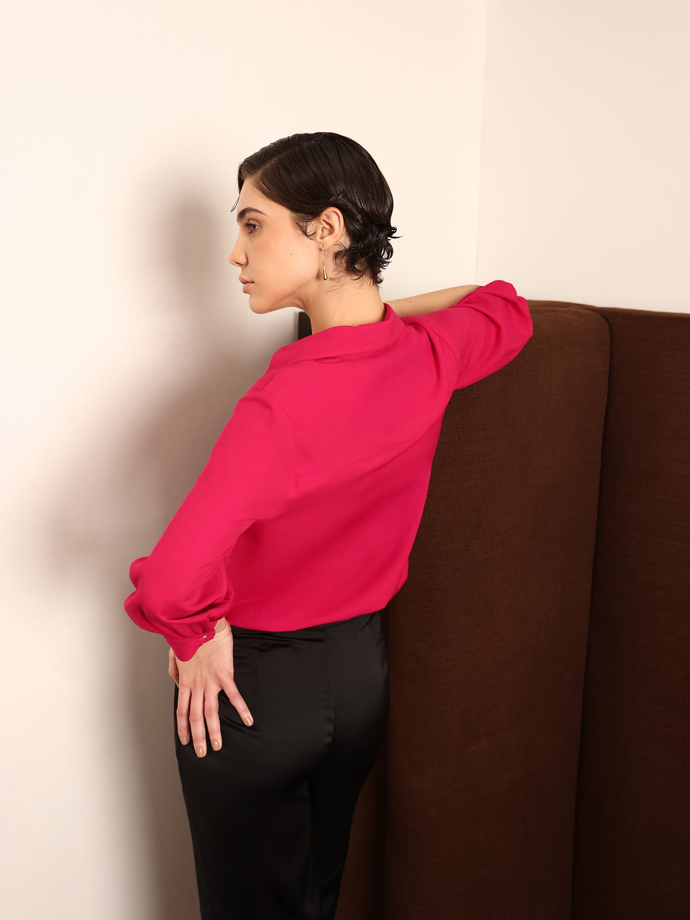 Collared V-Neck Shirt - Pink