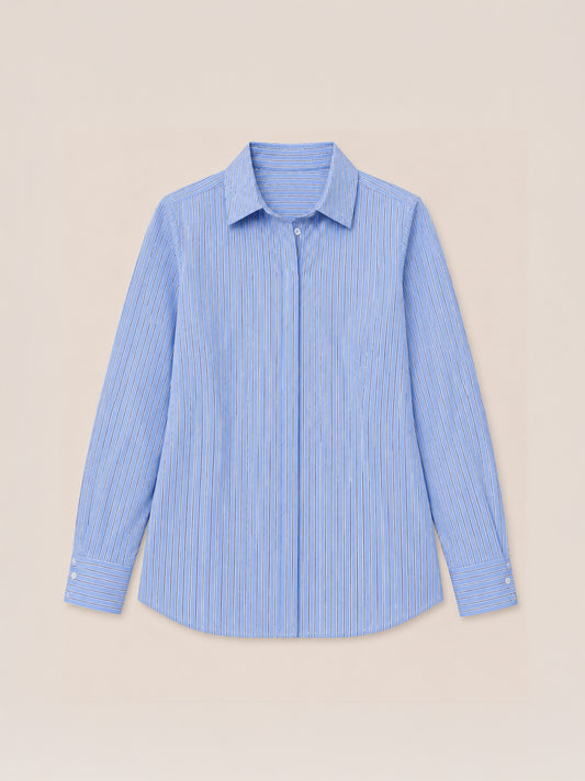 Cotton Striped Slim Fit Shirt - Blue