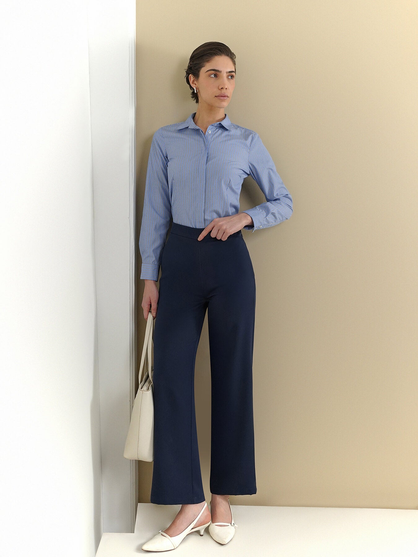 Cotton Striped Slim Fit Shirt - Blue