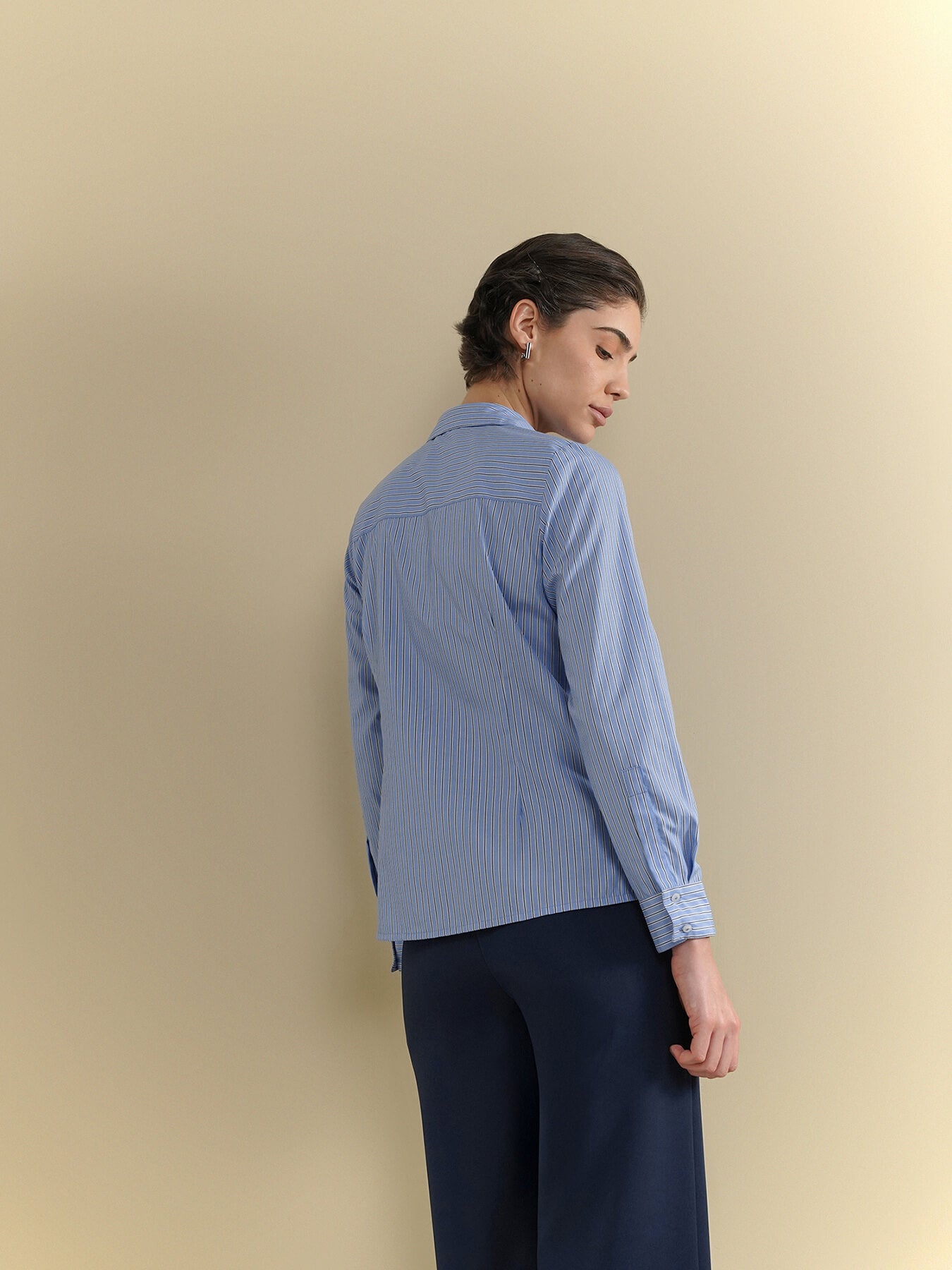 Cotton Striped Slim Fit Shirt - Blue