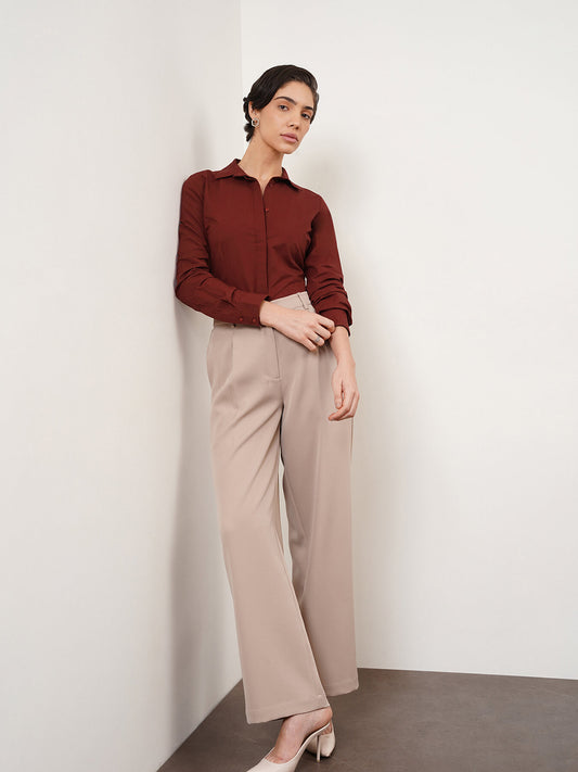 Cotton Slim Fit Shirt - Maroon