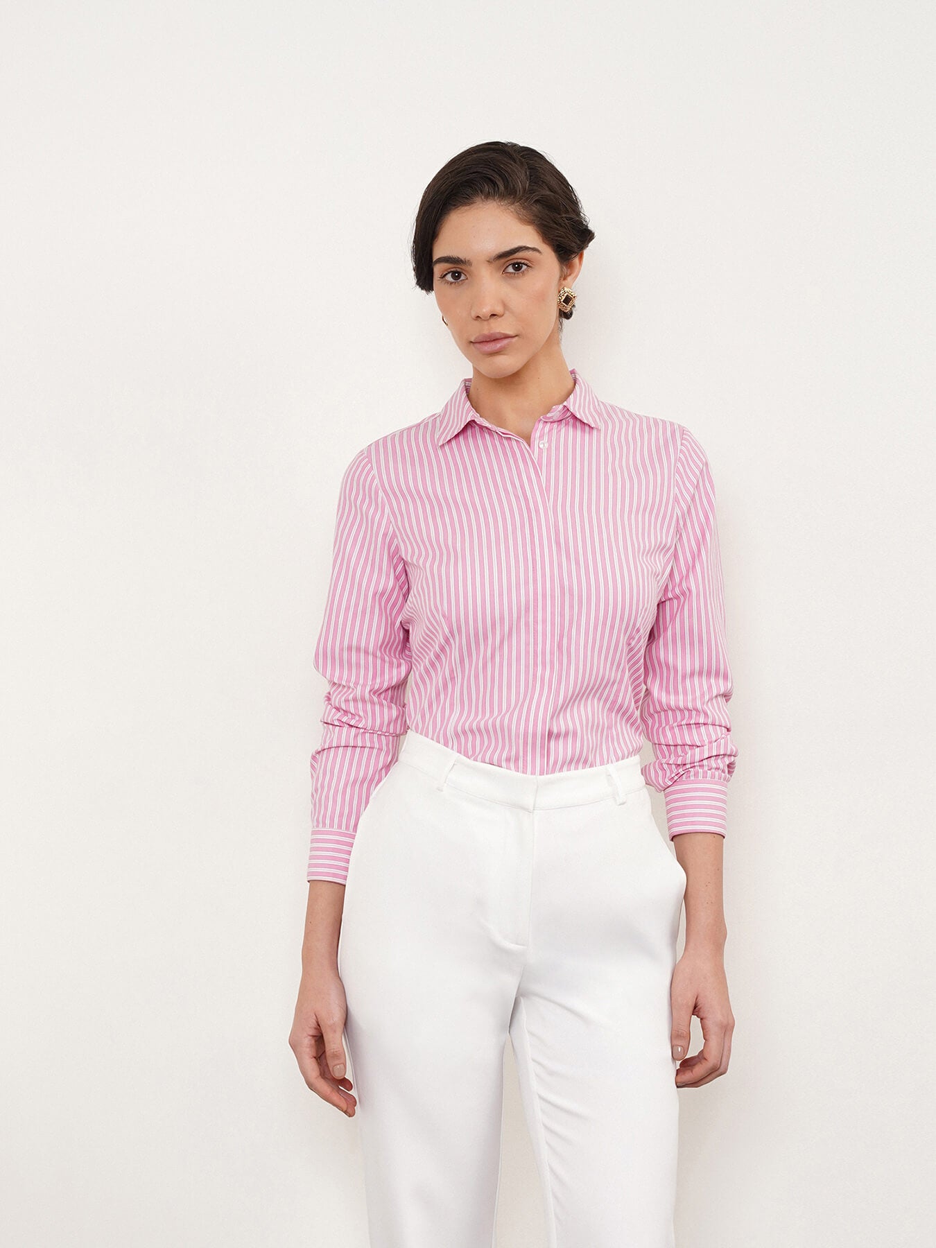 Cotton Striped Slim Fit Shirt - Pink