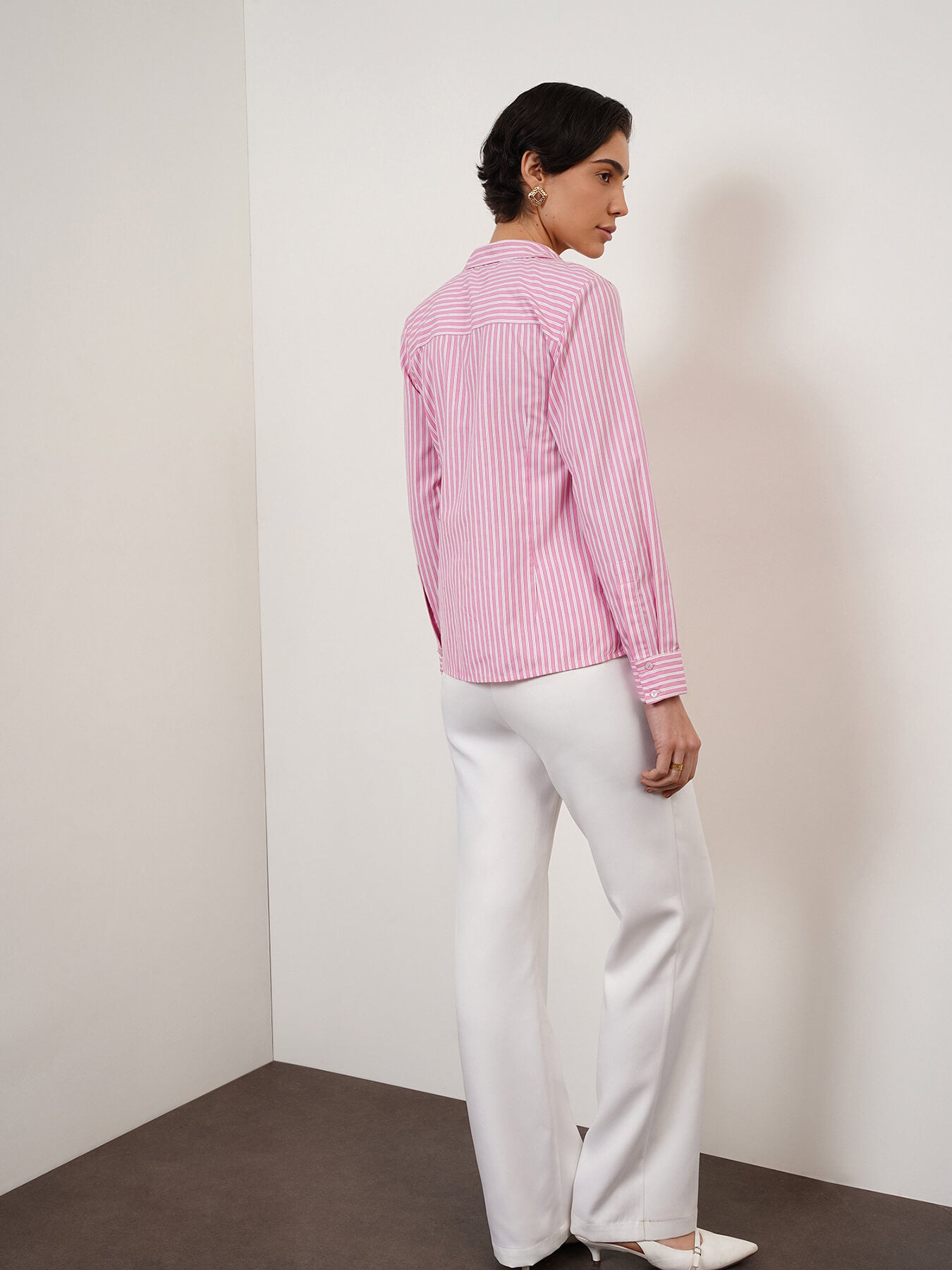 Cotton Striped Slim Fit Shirt - Pink