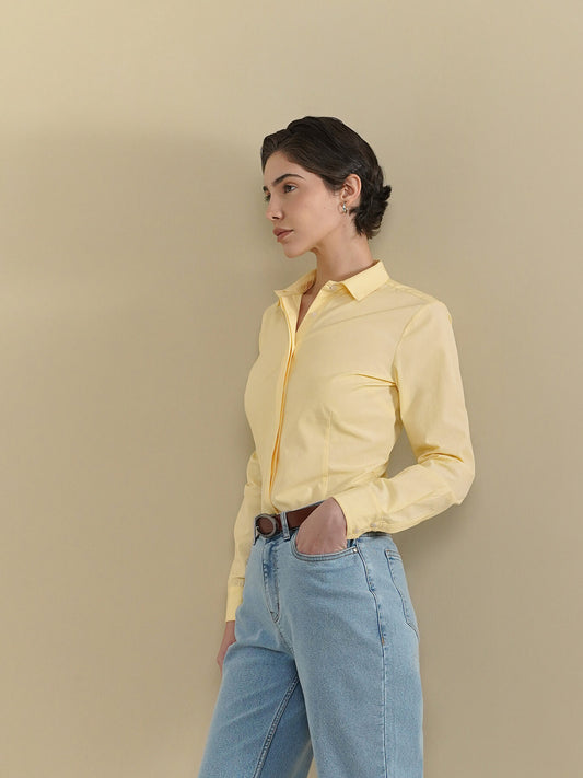 Cotton Slim Fit Shirt - Yellow