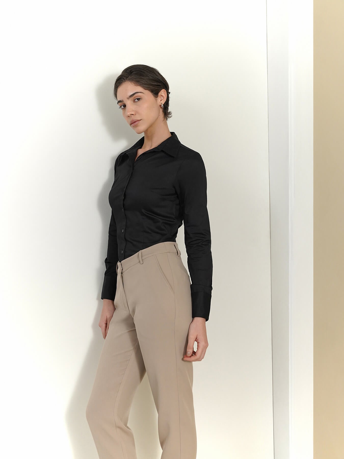 Fitted Cotton Shirt - Black