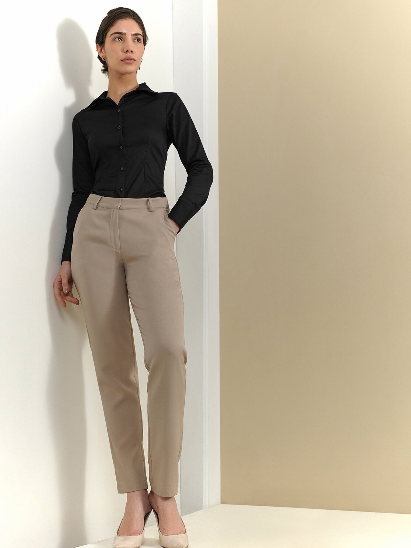 Fitted Cotton Shirt - Black