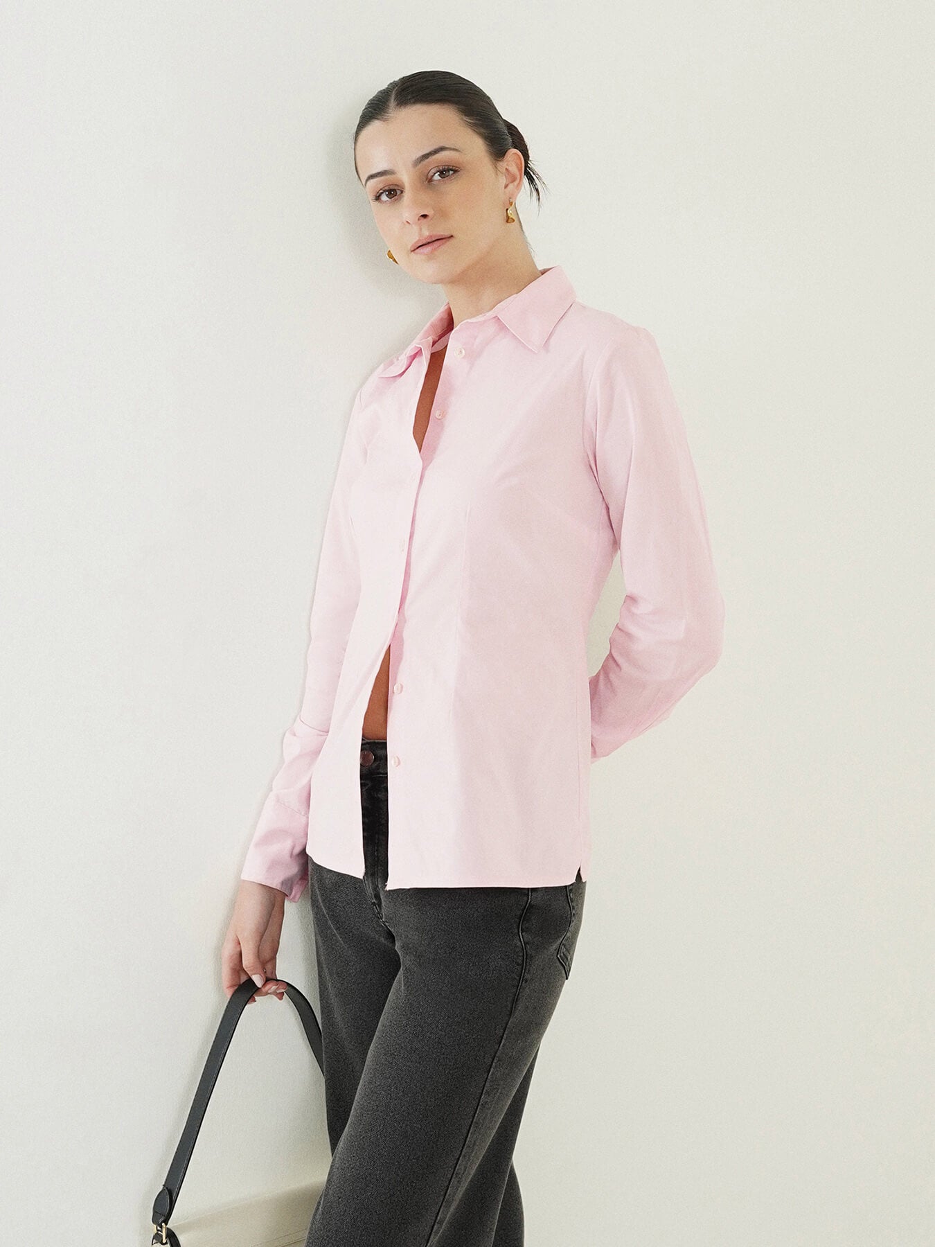 Cotton Stretch Fitted Shirt - Pink
