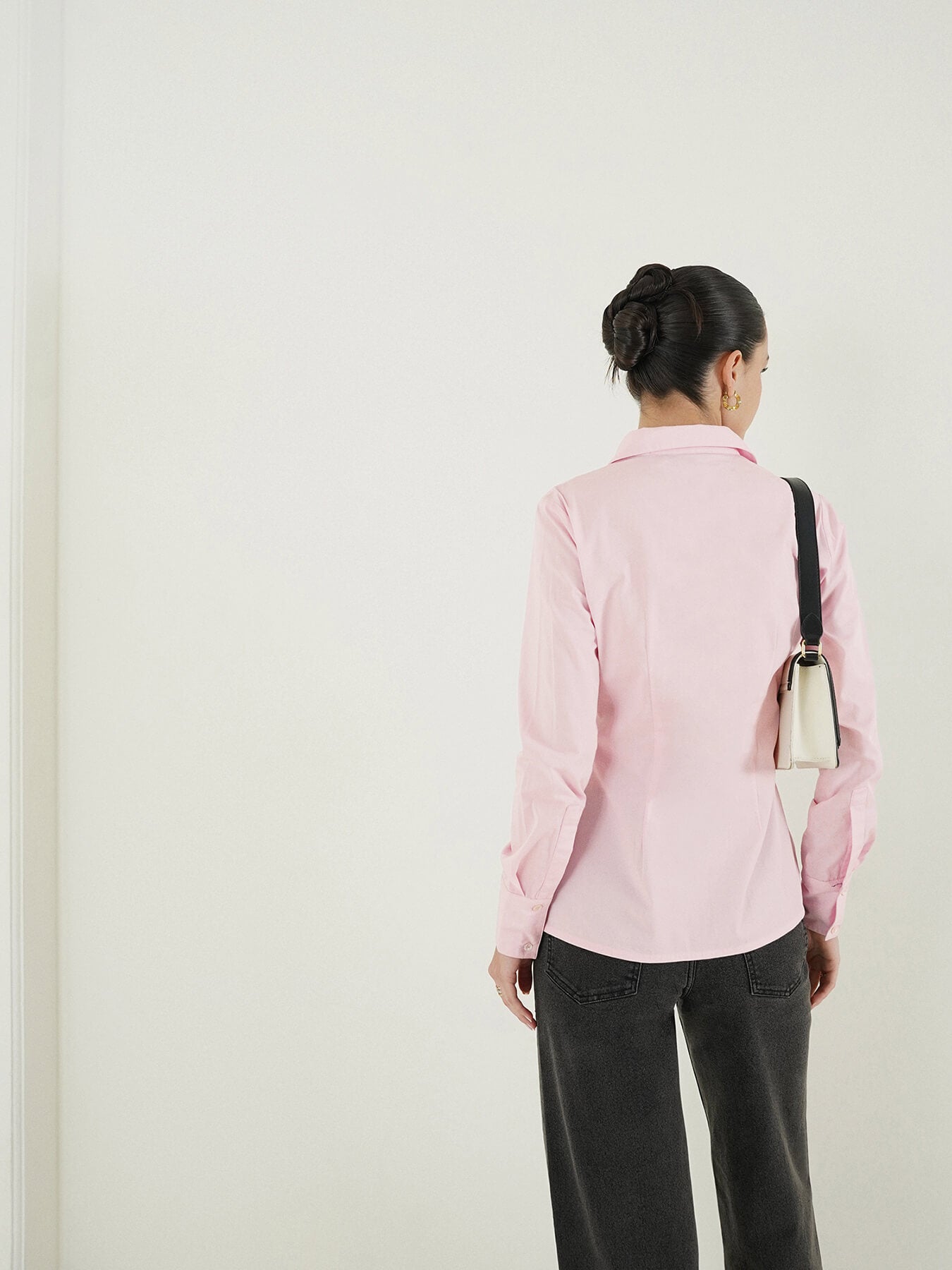 Cotton Stretch Fitted Shirt - Pink