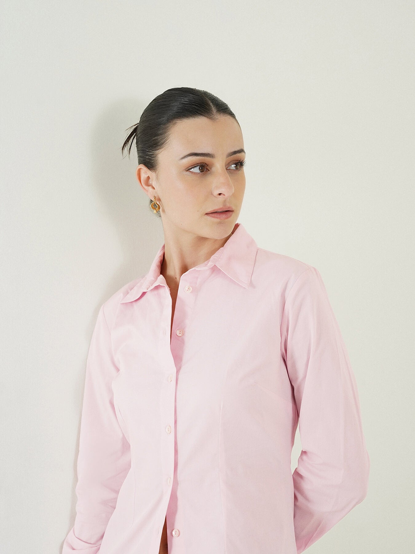 Cotton Stretch Fitted Shirt - Pink
