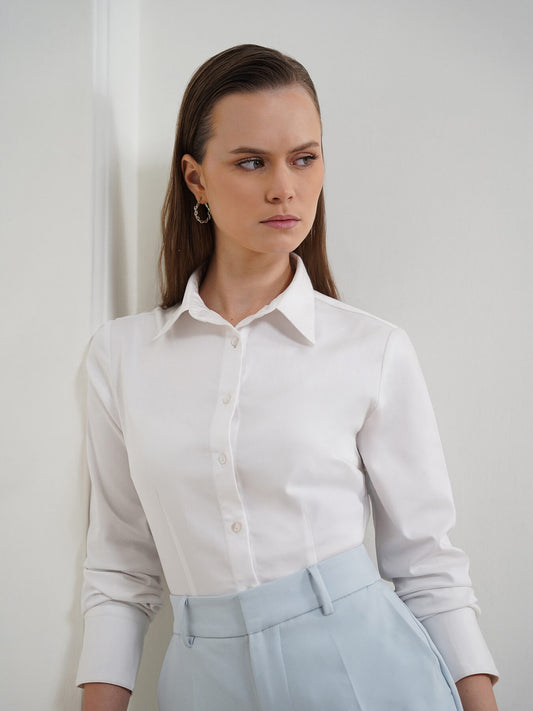 Fitted Cotton Shirt - White