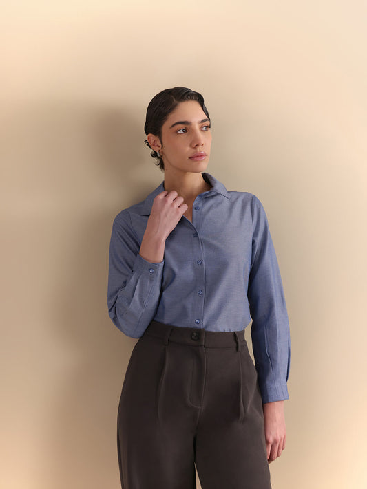 Pure Cotton Shirt - Blue