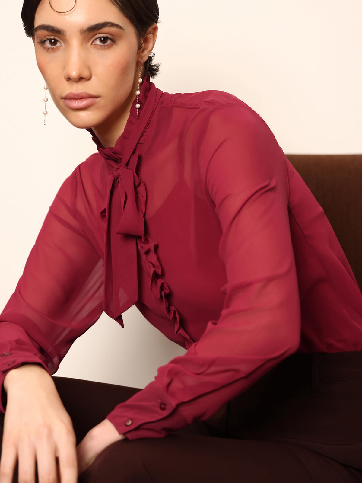 Georgette Tie-Up Shirt - Pink