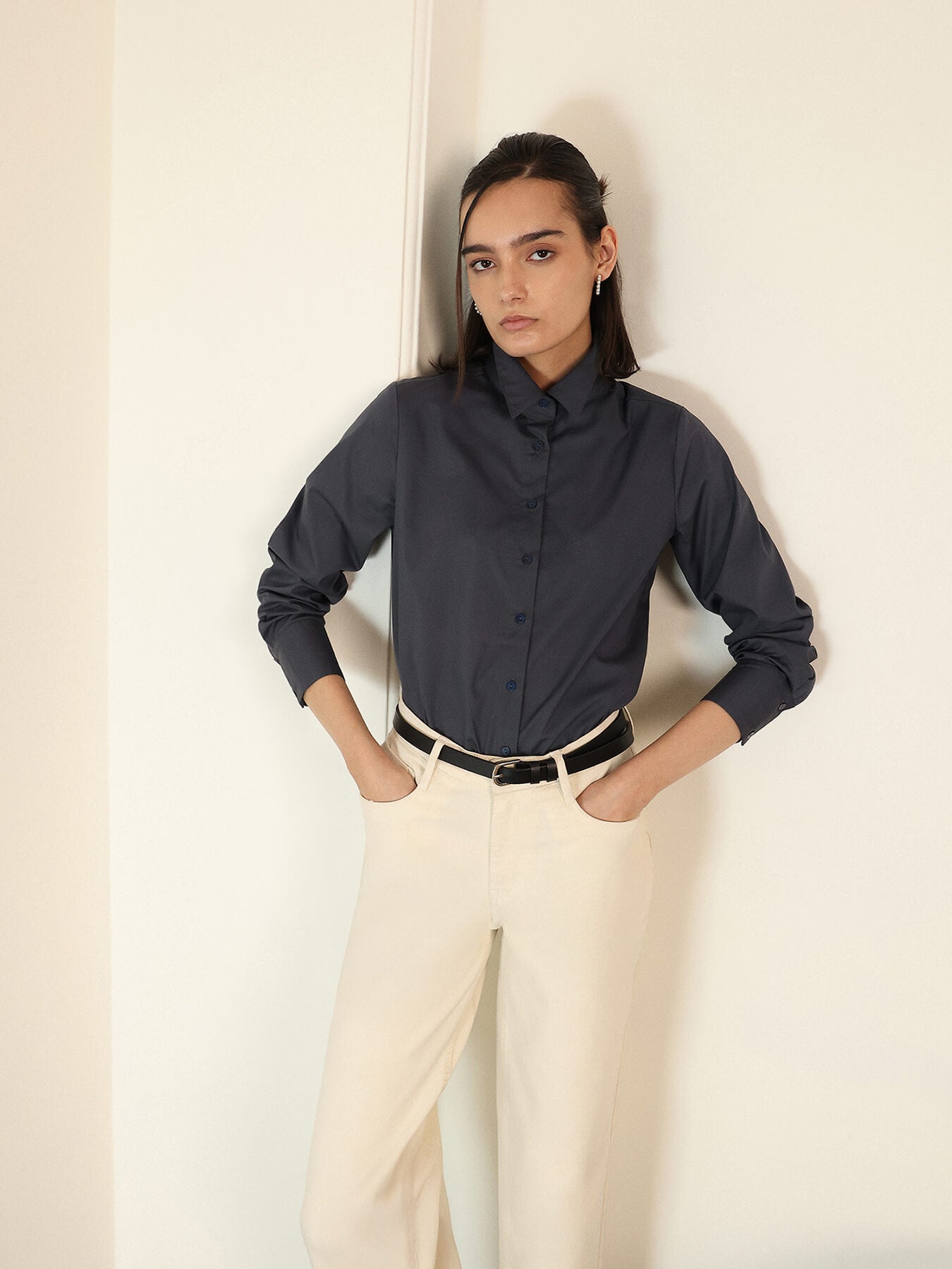 Pure Cotton Shirt - Grey