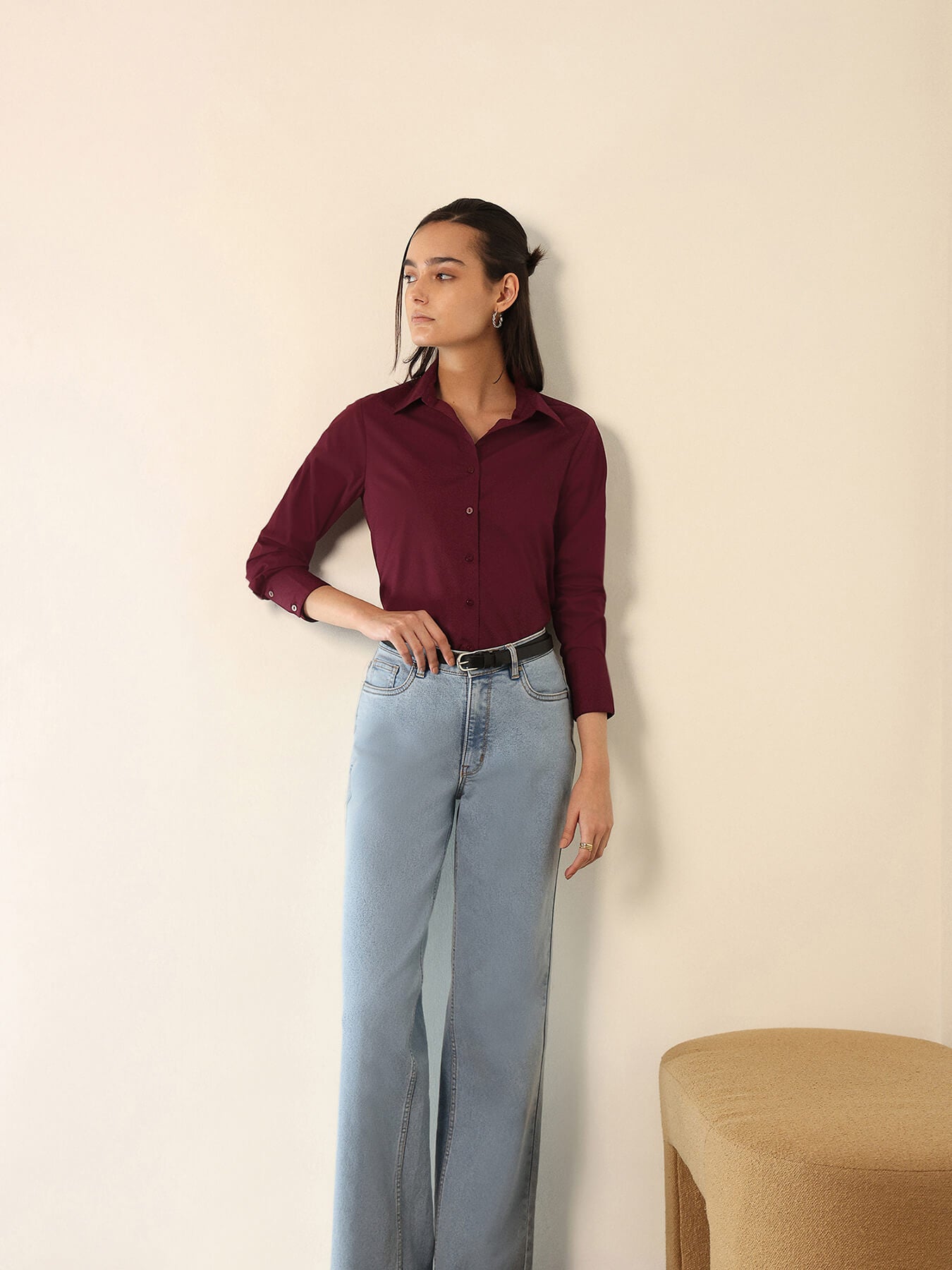 Pure Cotton Shirt - Maroon