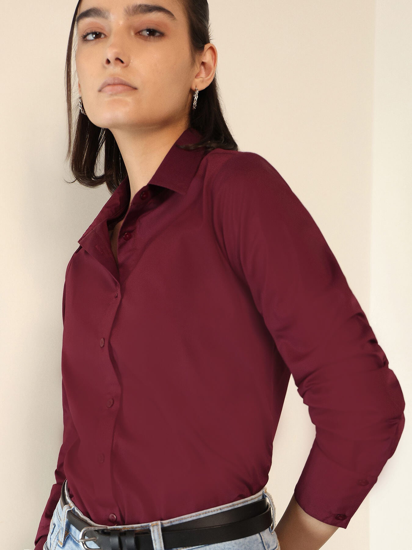 Pure Cotton Shirt - Maroon