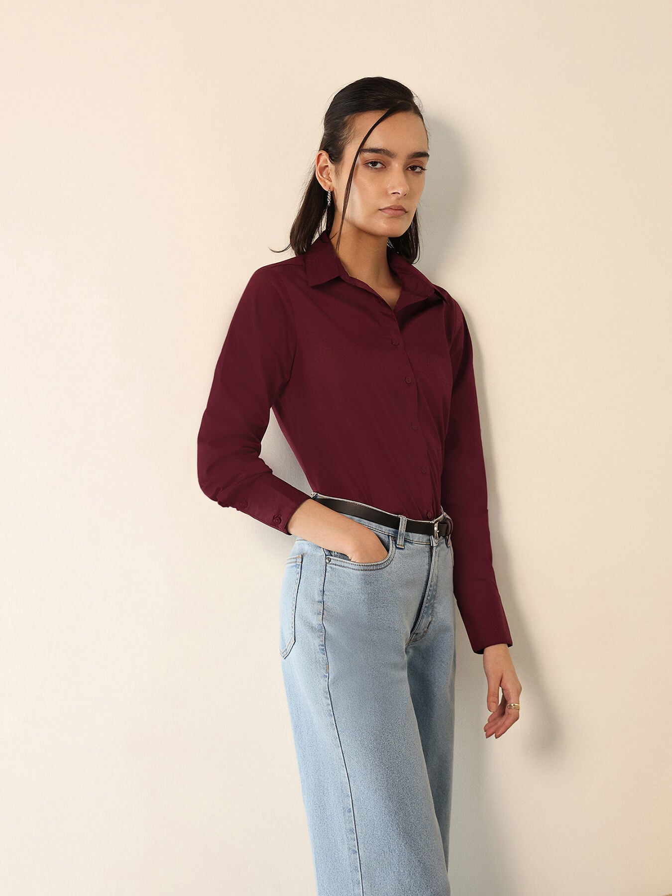 Pure Cotton Shirt - Maroon