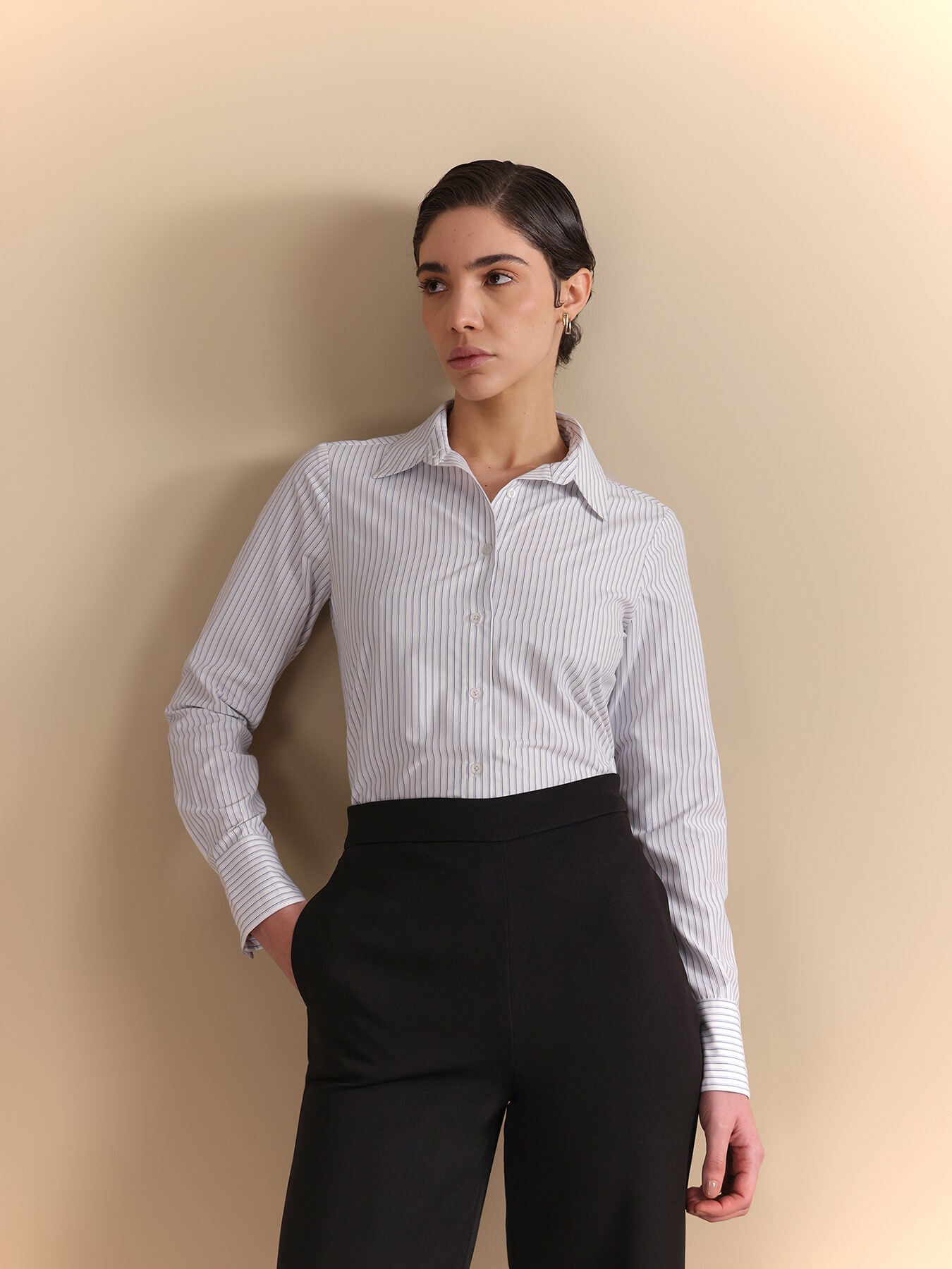 Striped Full Sleeve Shirt - White