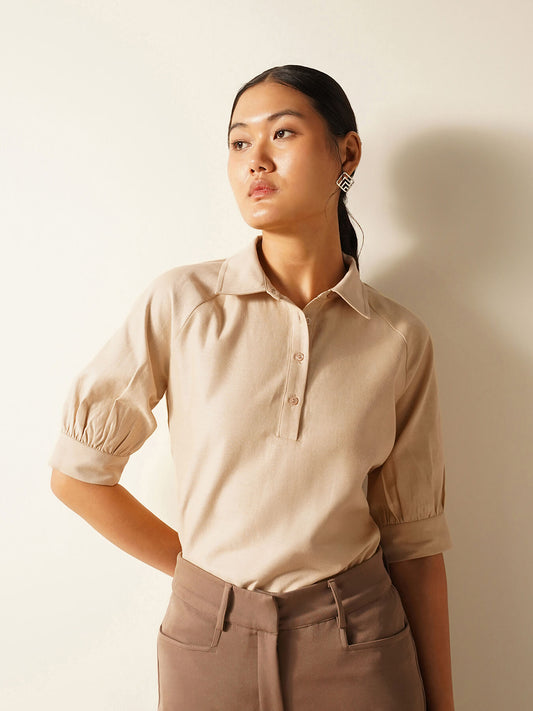 Cotton Oxford Shirt - Beige
