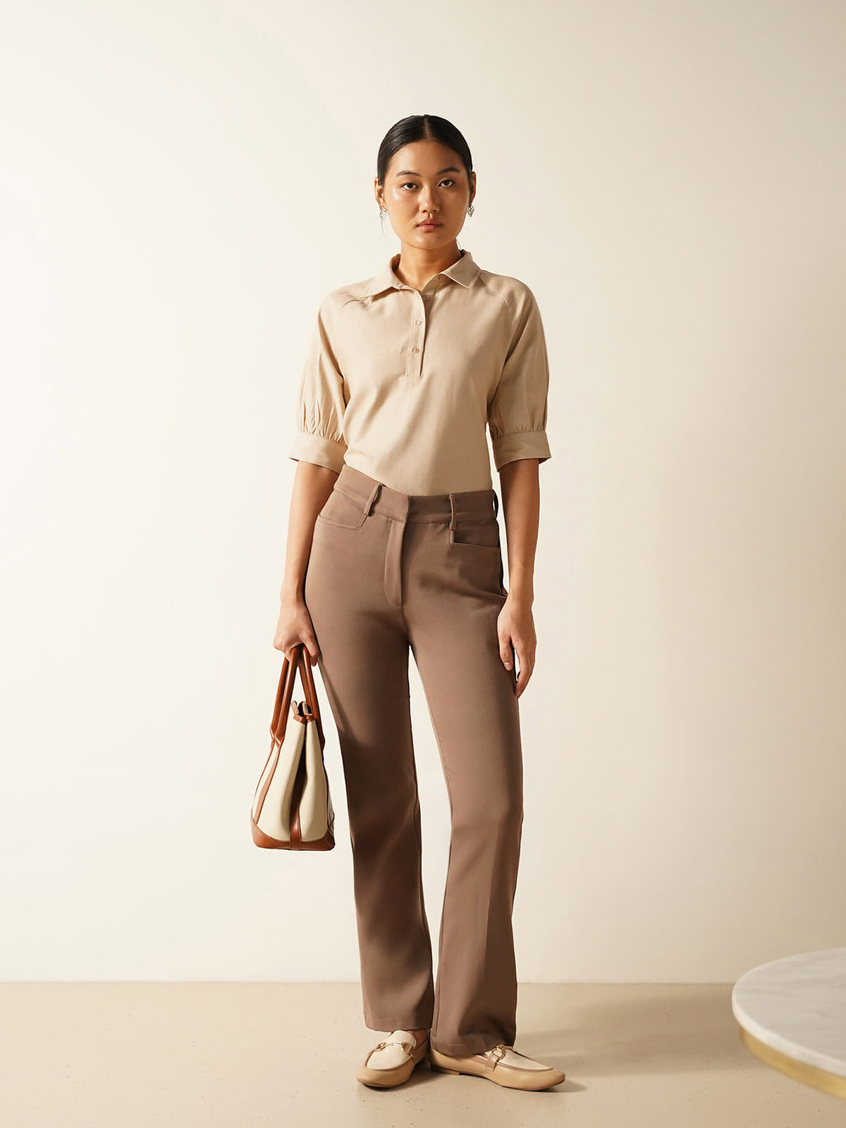 Cotton Oxford Shirt - Beige