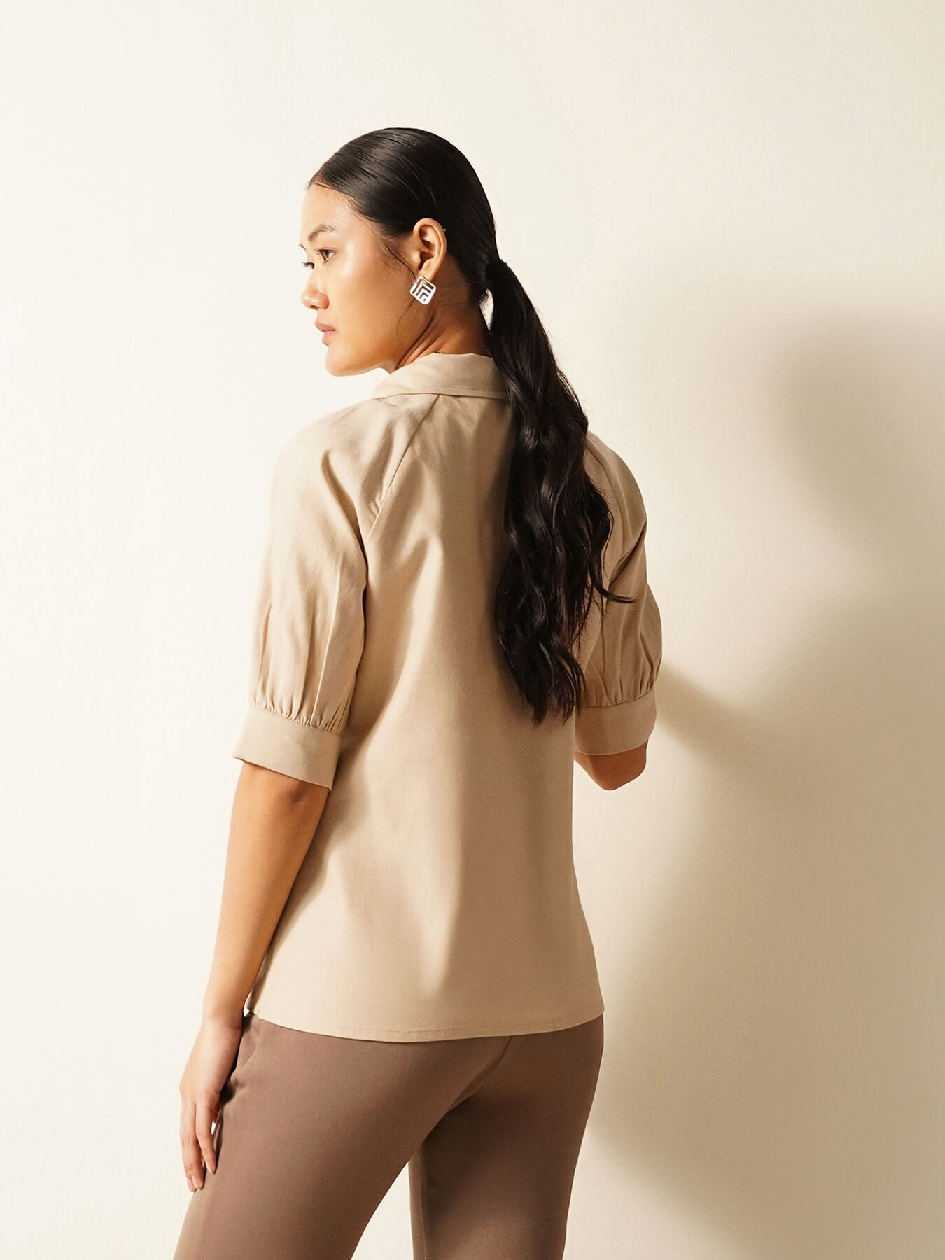 Cotton Oxford Shirt - Beige