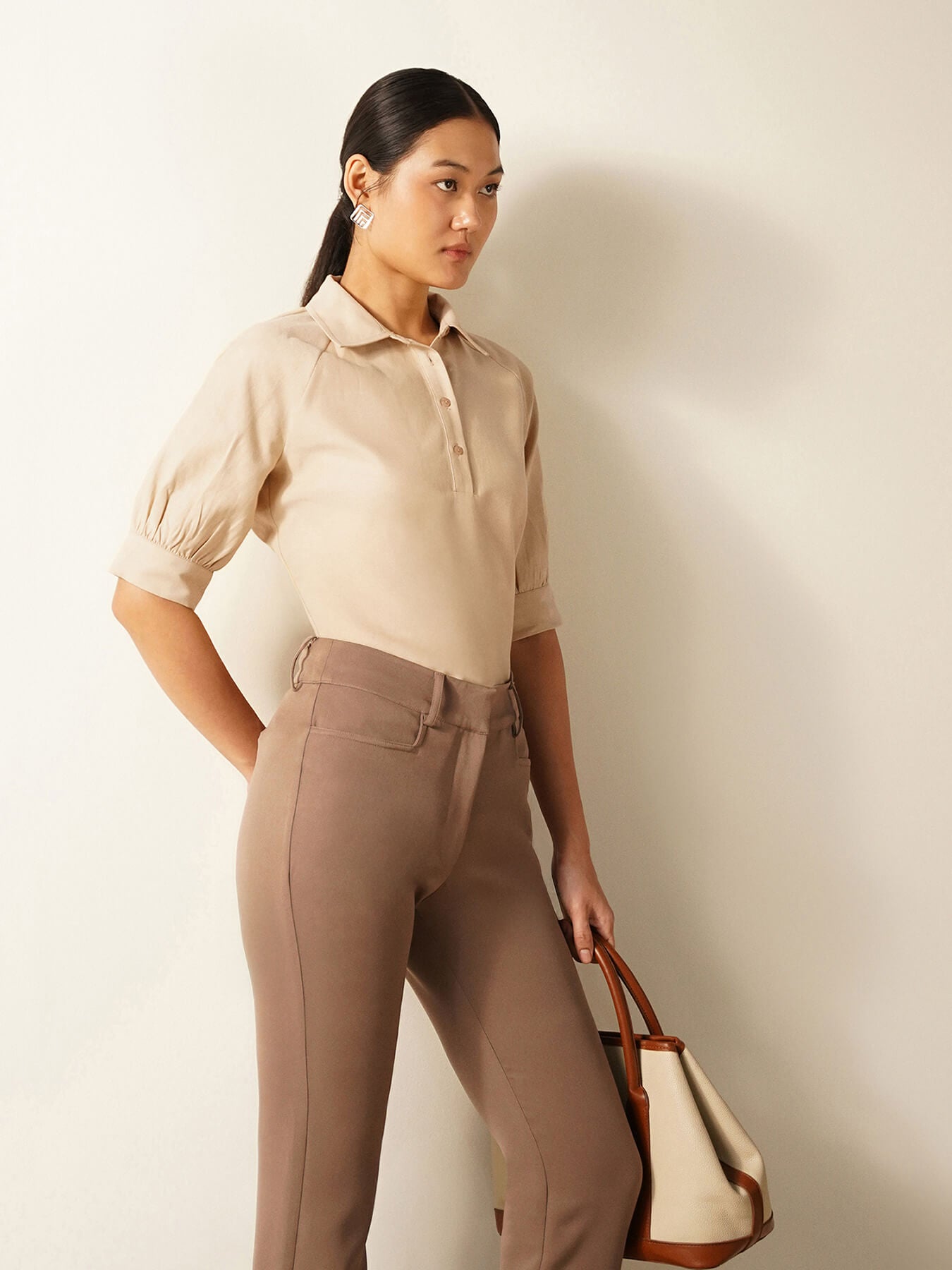 Cotton Oxford Shirt - Beige