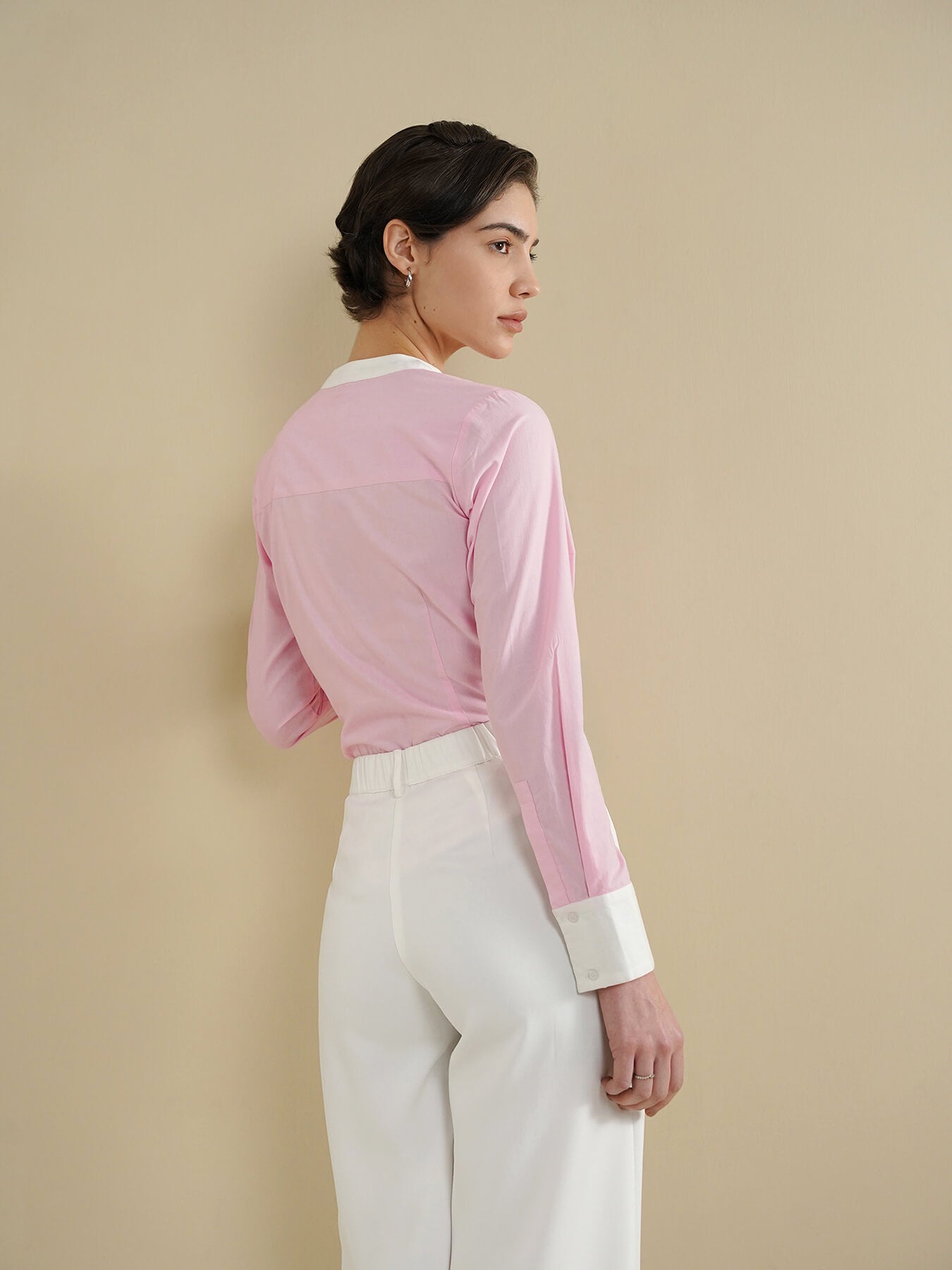 Cotton Mandarin Shirt - Pink