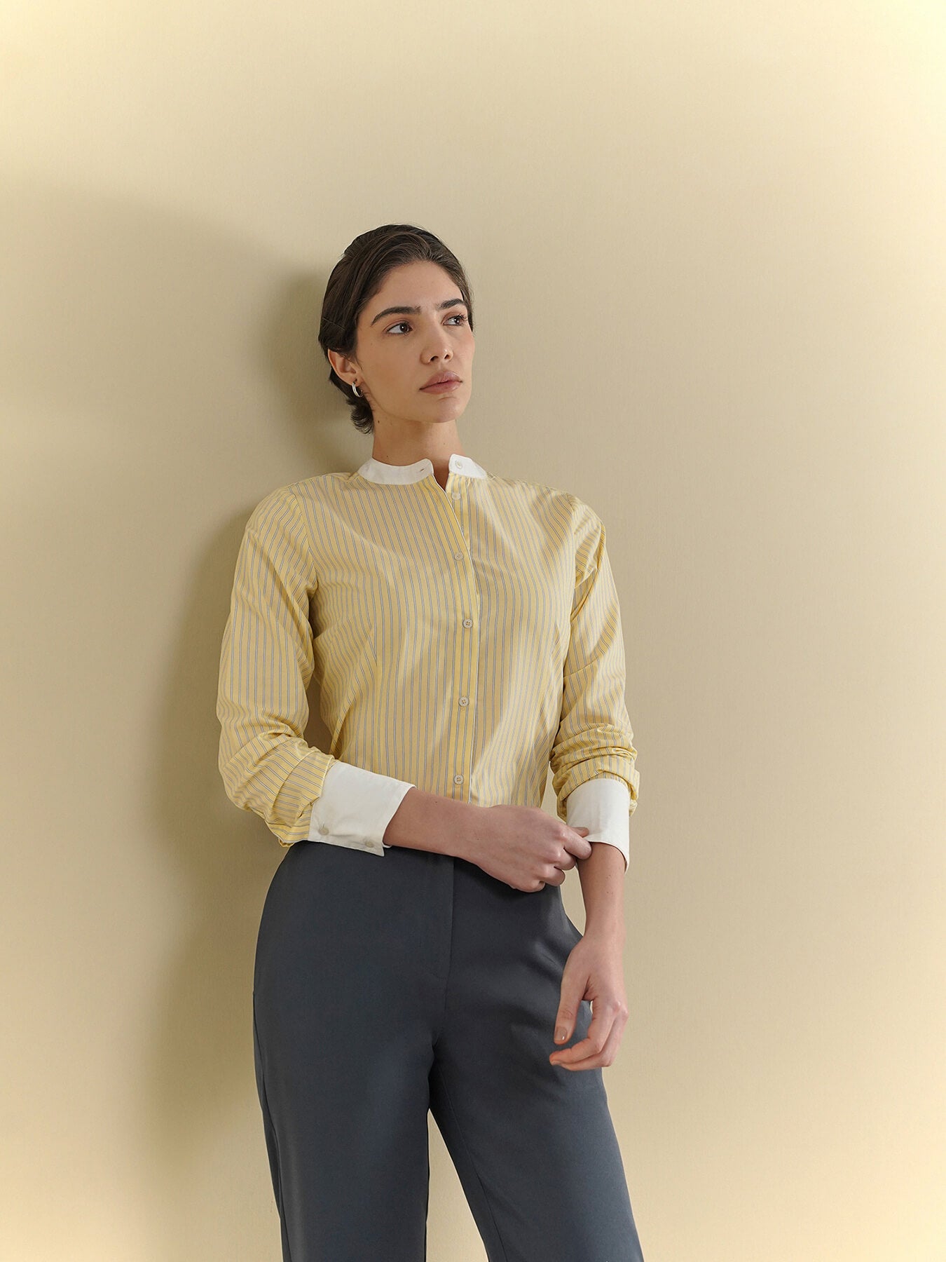 Cotton Striped Shirt - Yellow