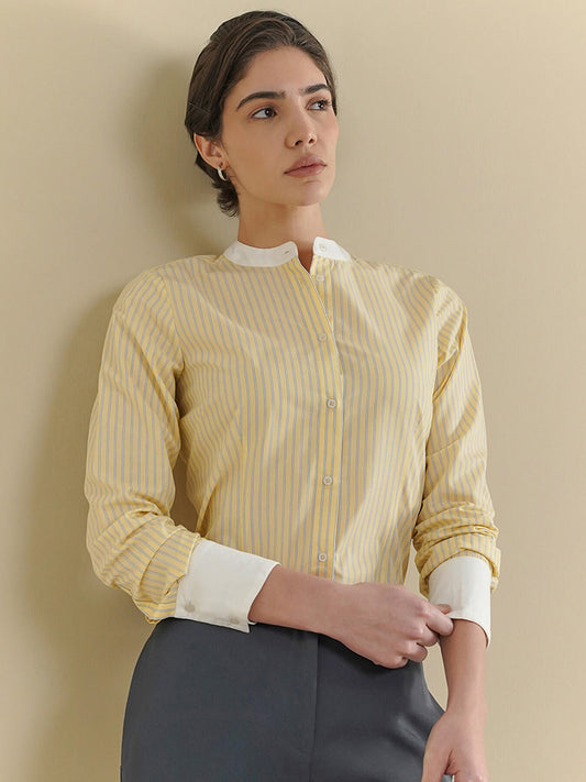 Cotton Striped Shirt - Yellow