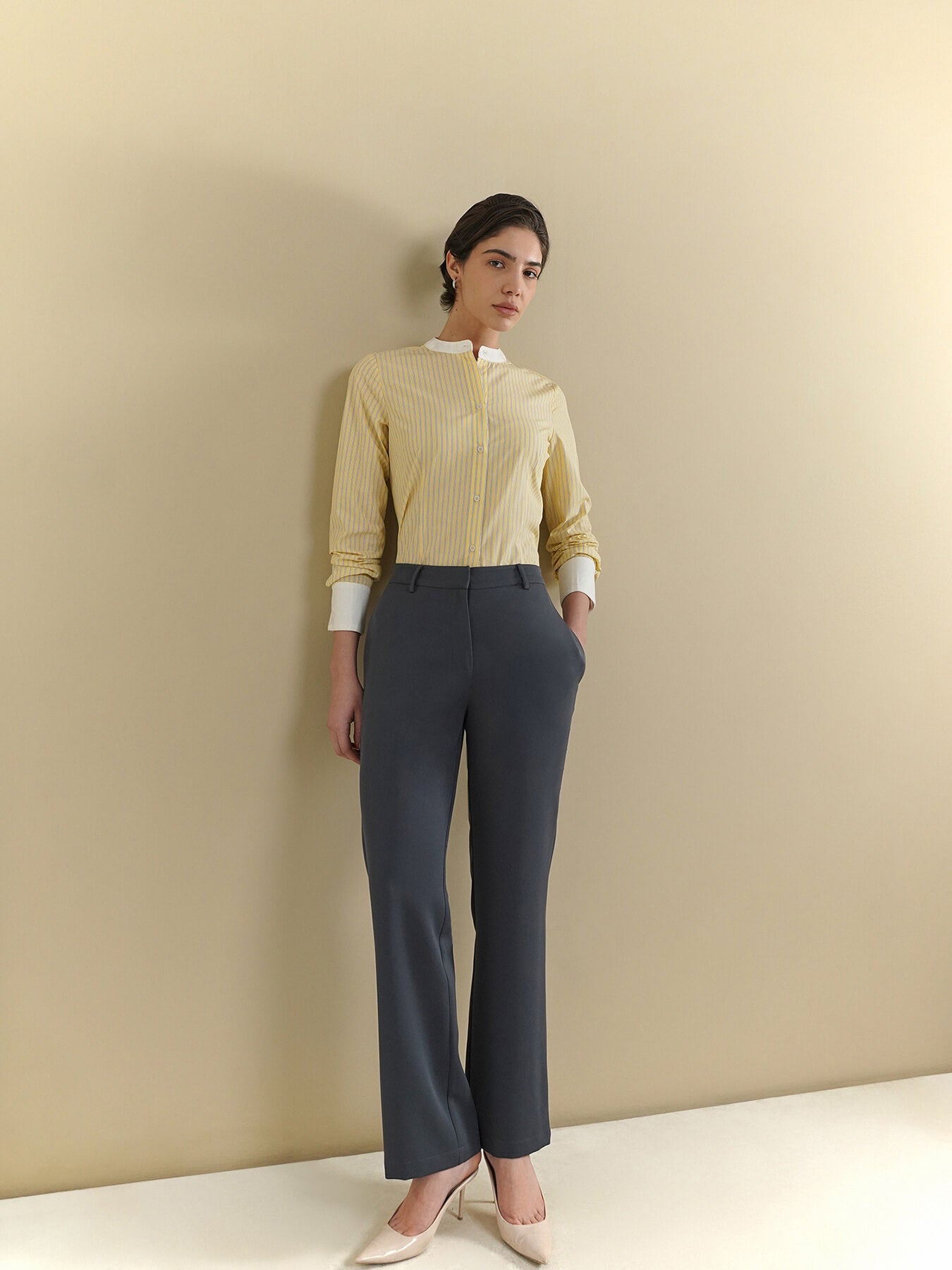 Cotton Striped Shirt - Yellow