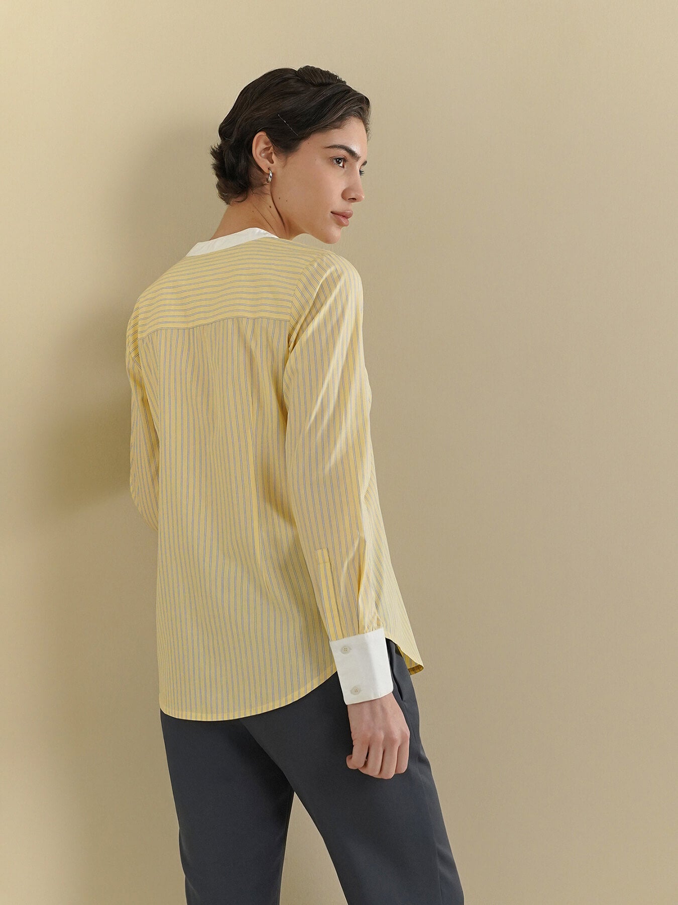 Cotton Striped Shirt - Yellow