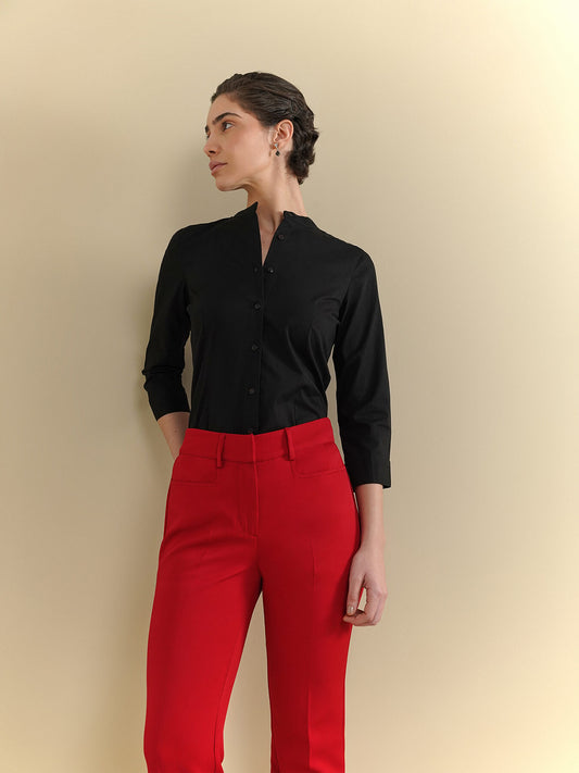 Cotton Mandrin Shirt - Black