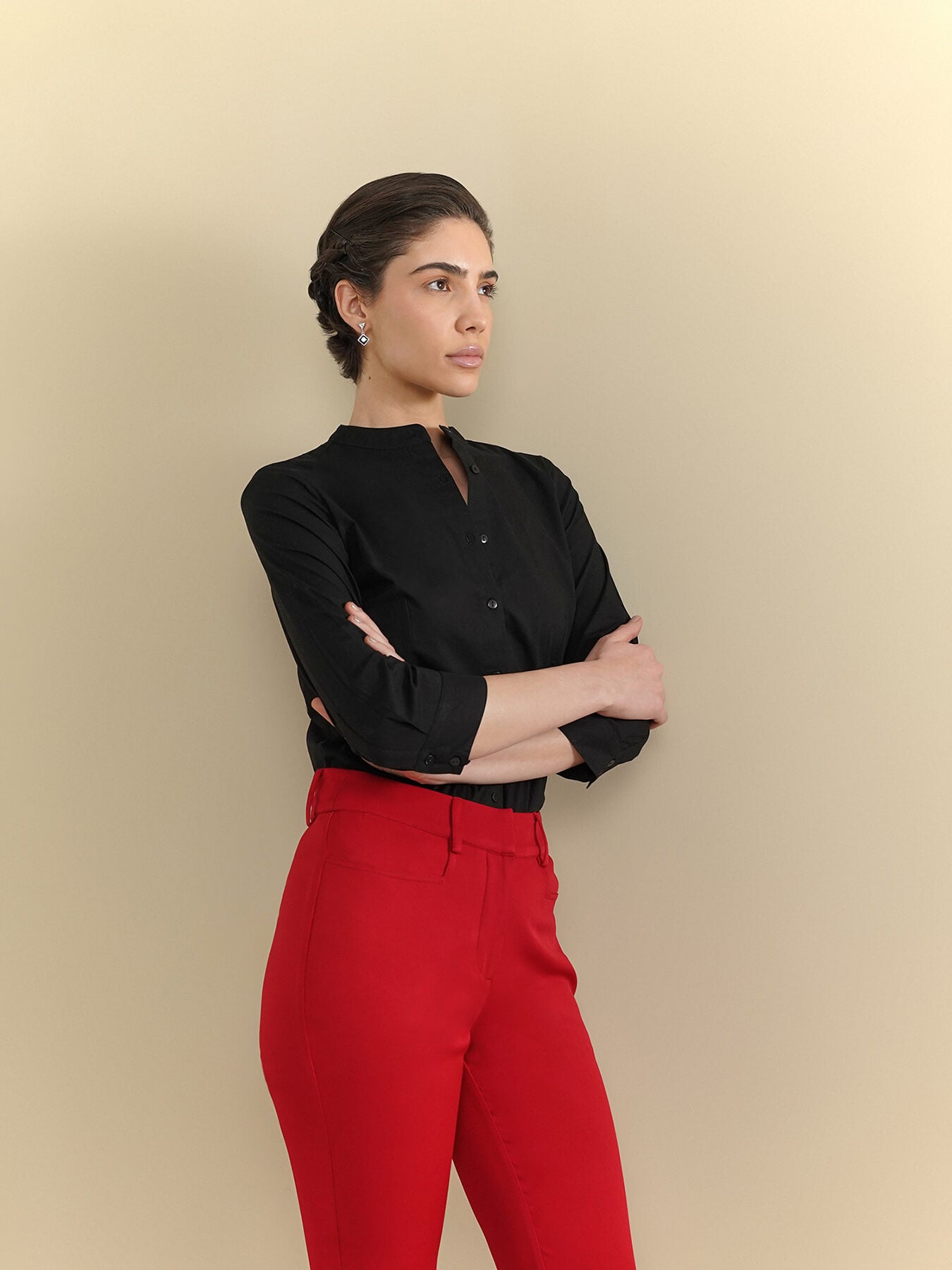 Cotton Mandrin Shirt - Black