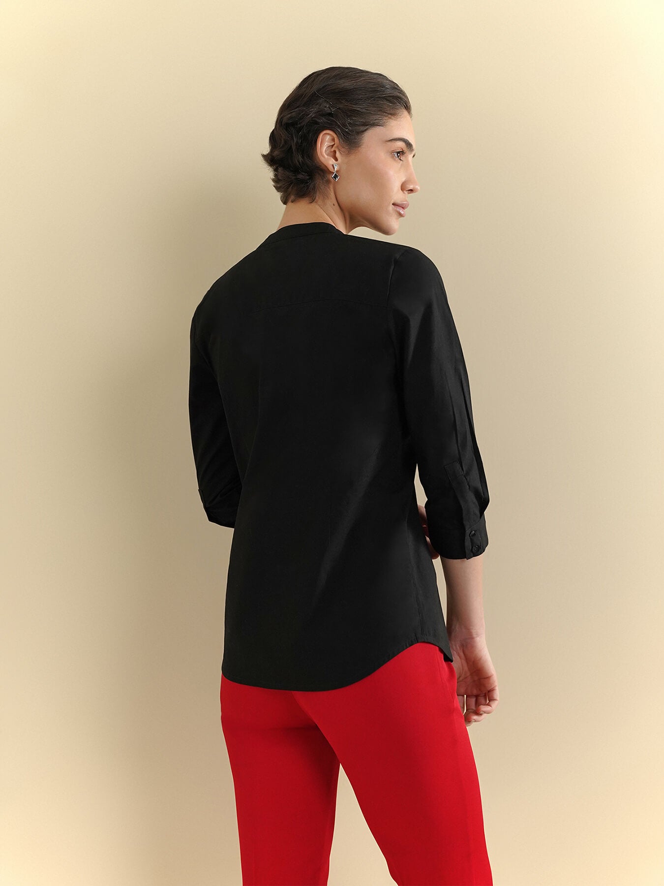 Cotton Mandrin Shirt - Black