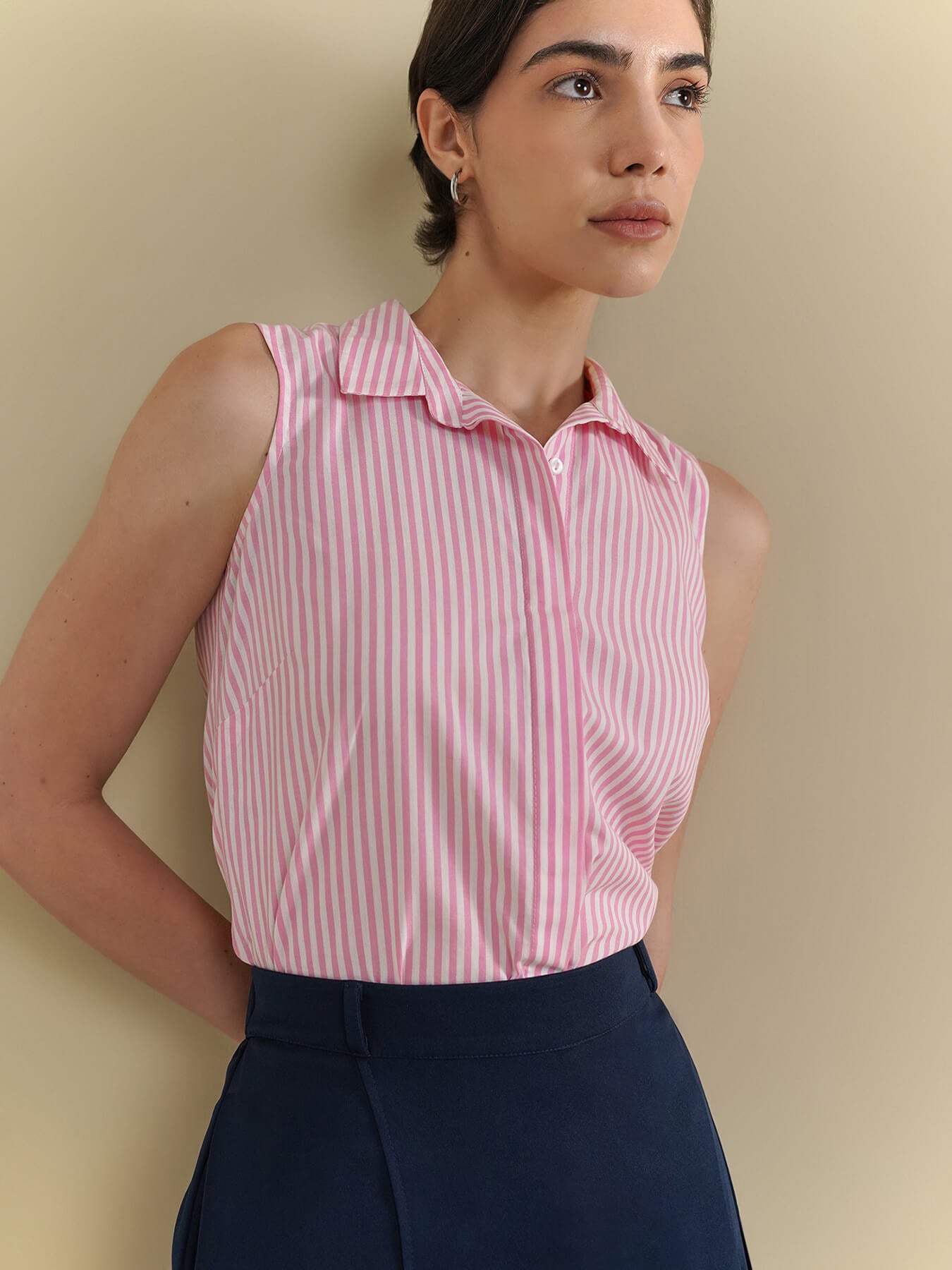 Cotton Striped Shirt - Pink