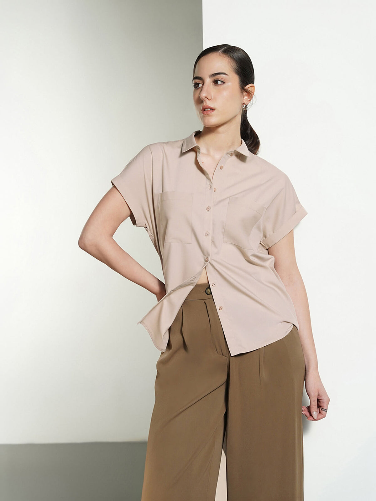 Short Sleeve Shirt - Beige