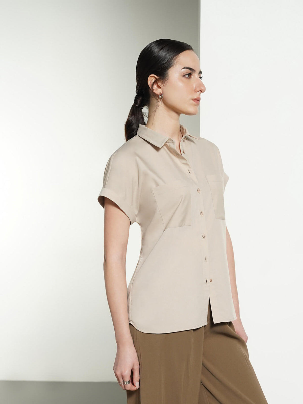 Short Sleeve Shirt - Beige