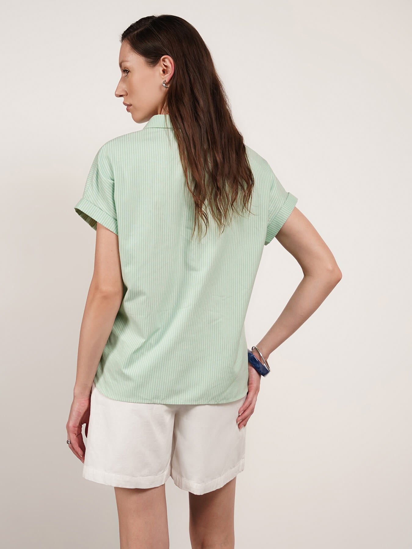 Cotton Striped Shirt - Green