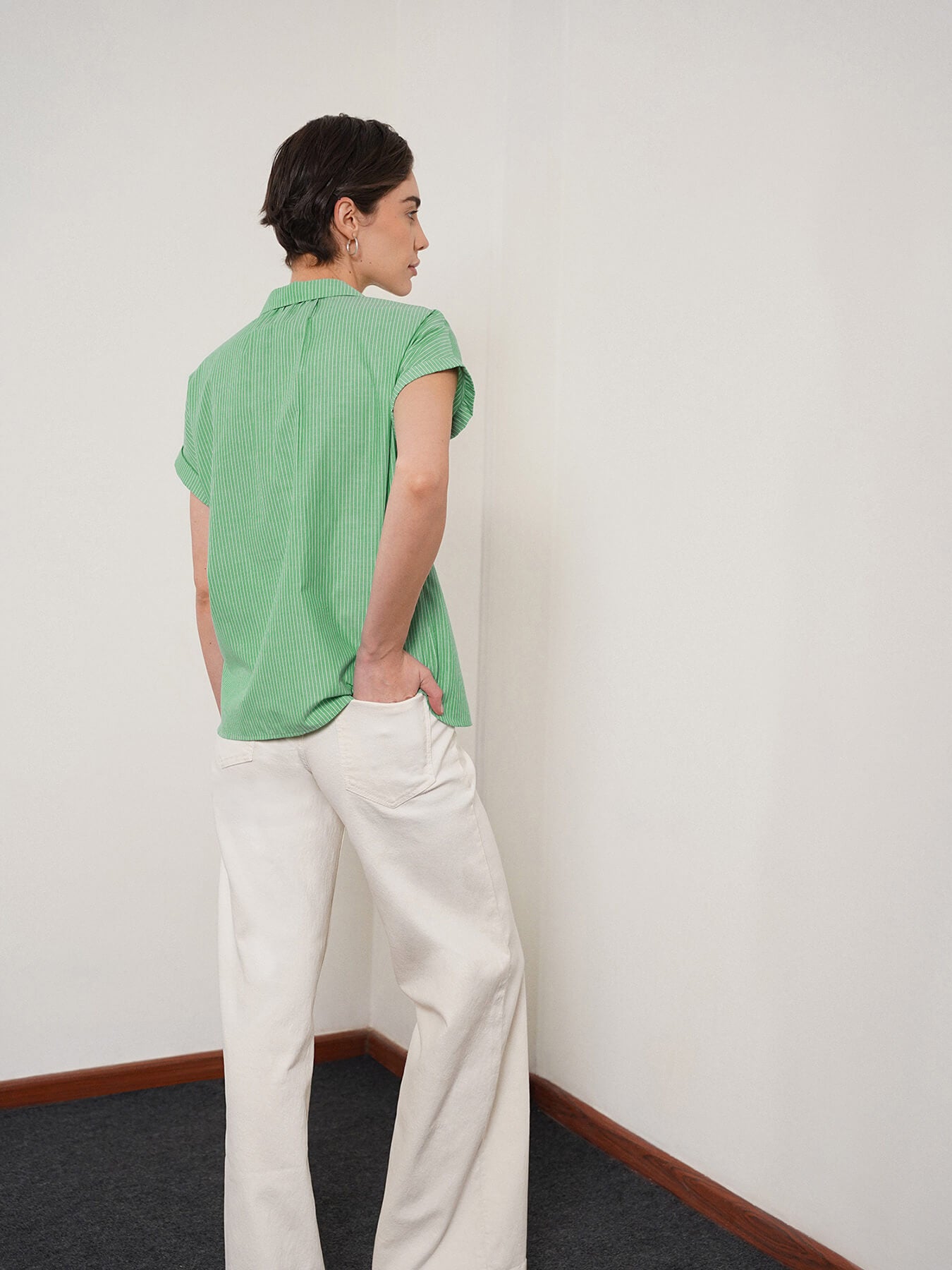 Cotton Striped Shirt - Green