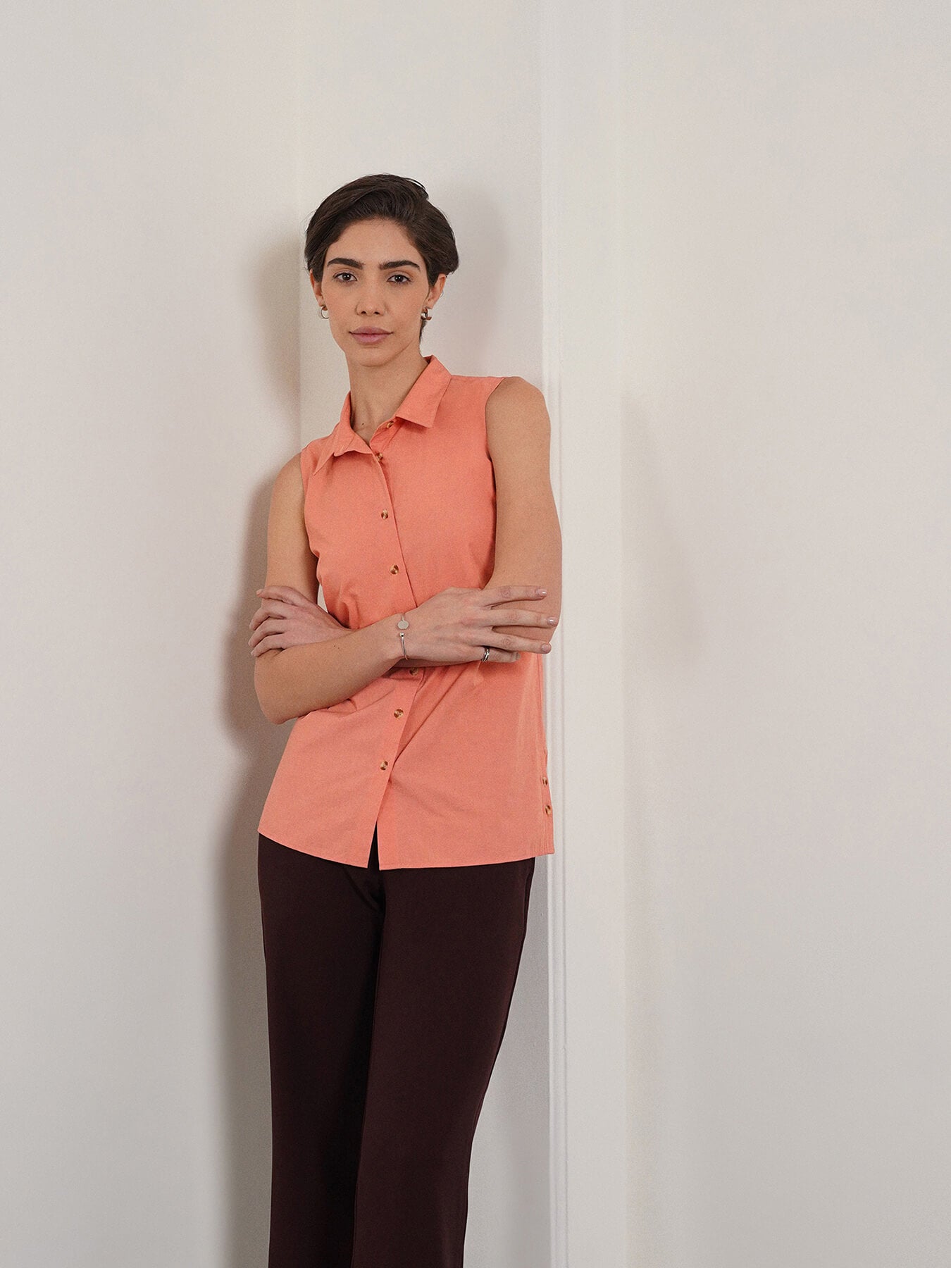 Pure Cotton Shirt - Peach