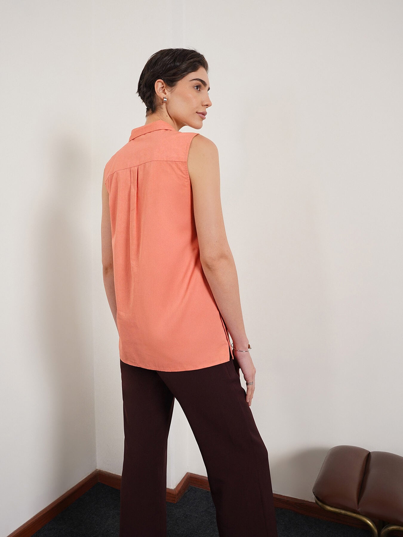 Pure Cotton Shirt - Peach