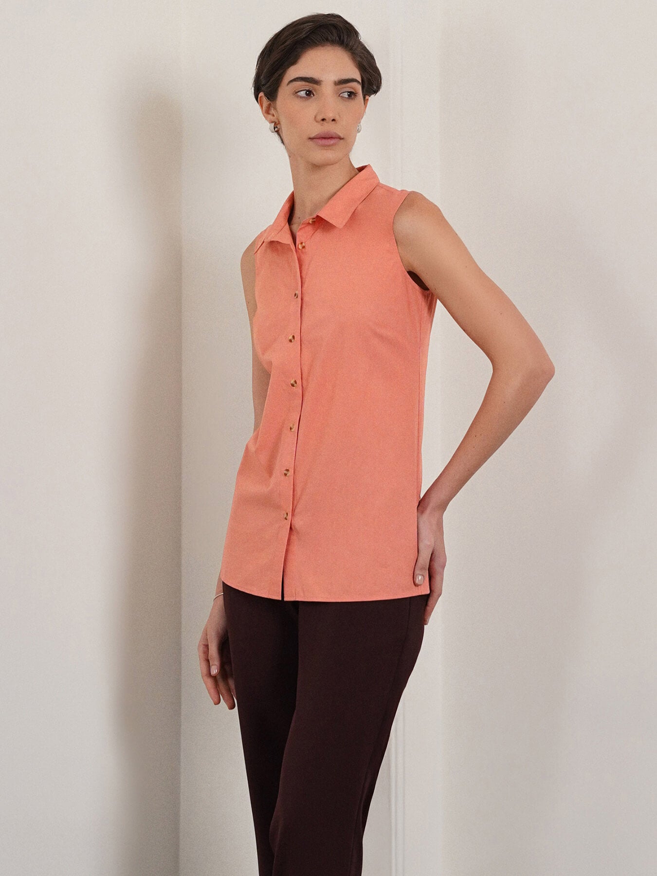 Pure Cotton Shirt - Peach