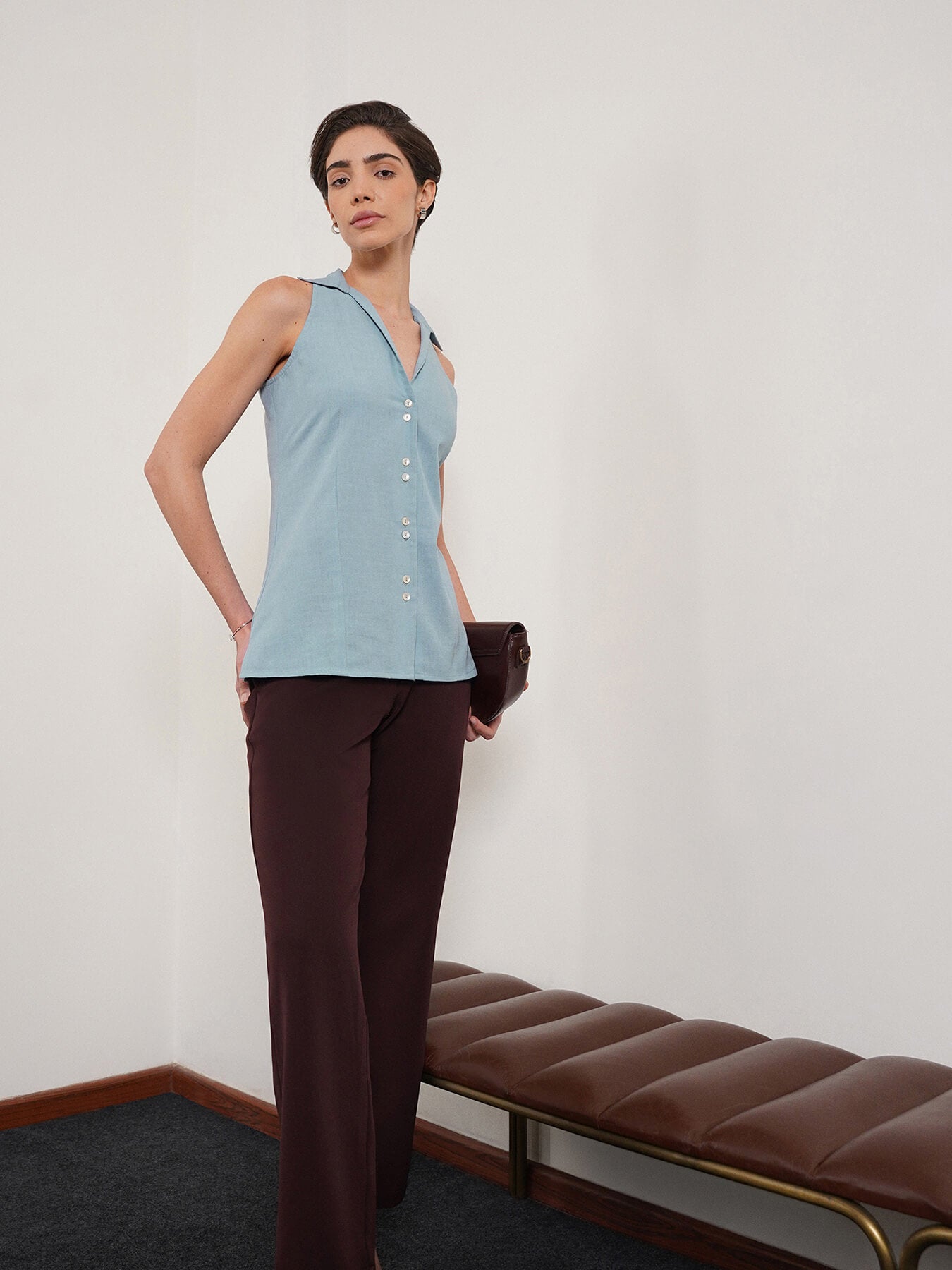 Pure Cotton Shirt - Blue