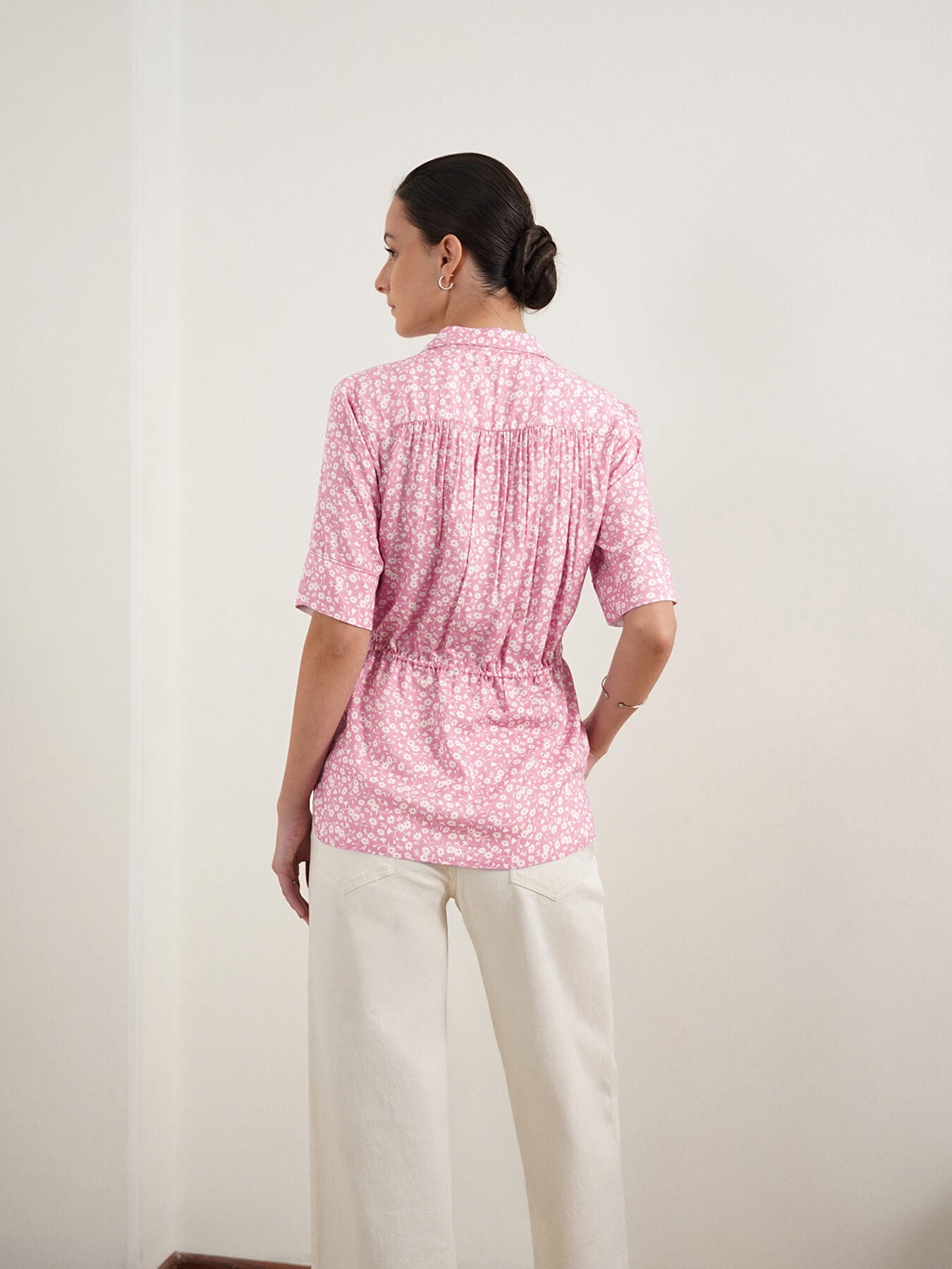 Floral Drawstring waist Shirt - Lavender